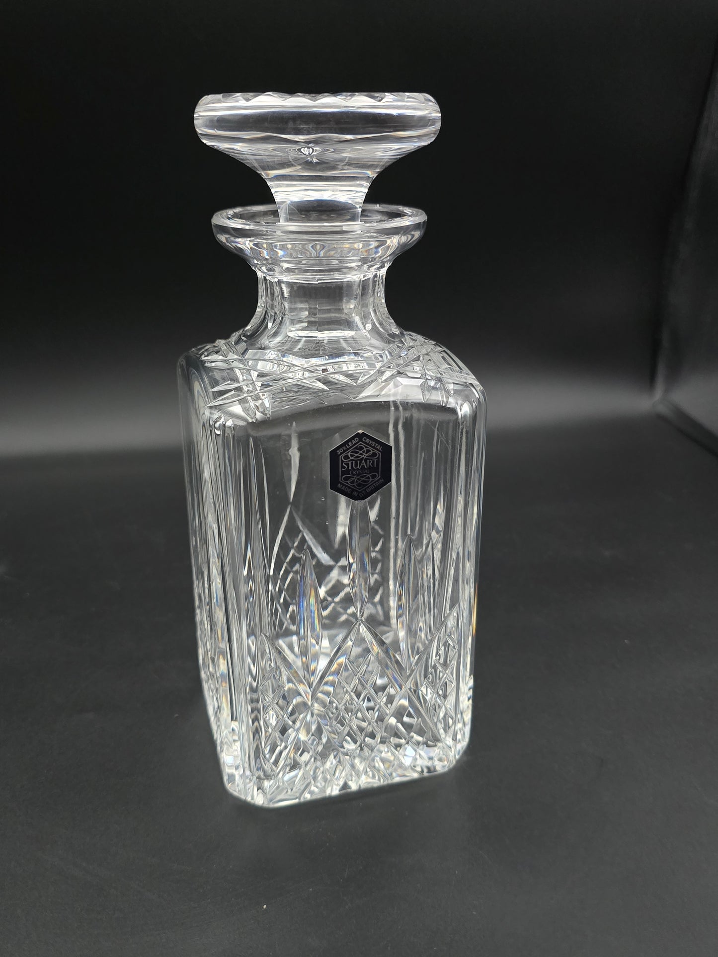 Stuart Crystal Hamilton Pattern Decanter with Stopper in Original Box