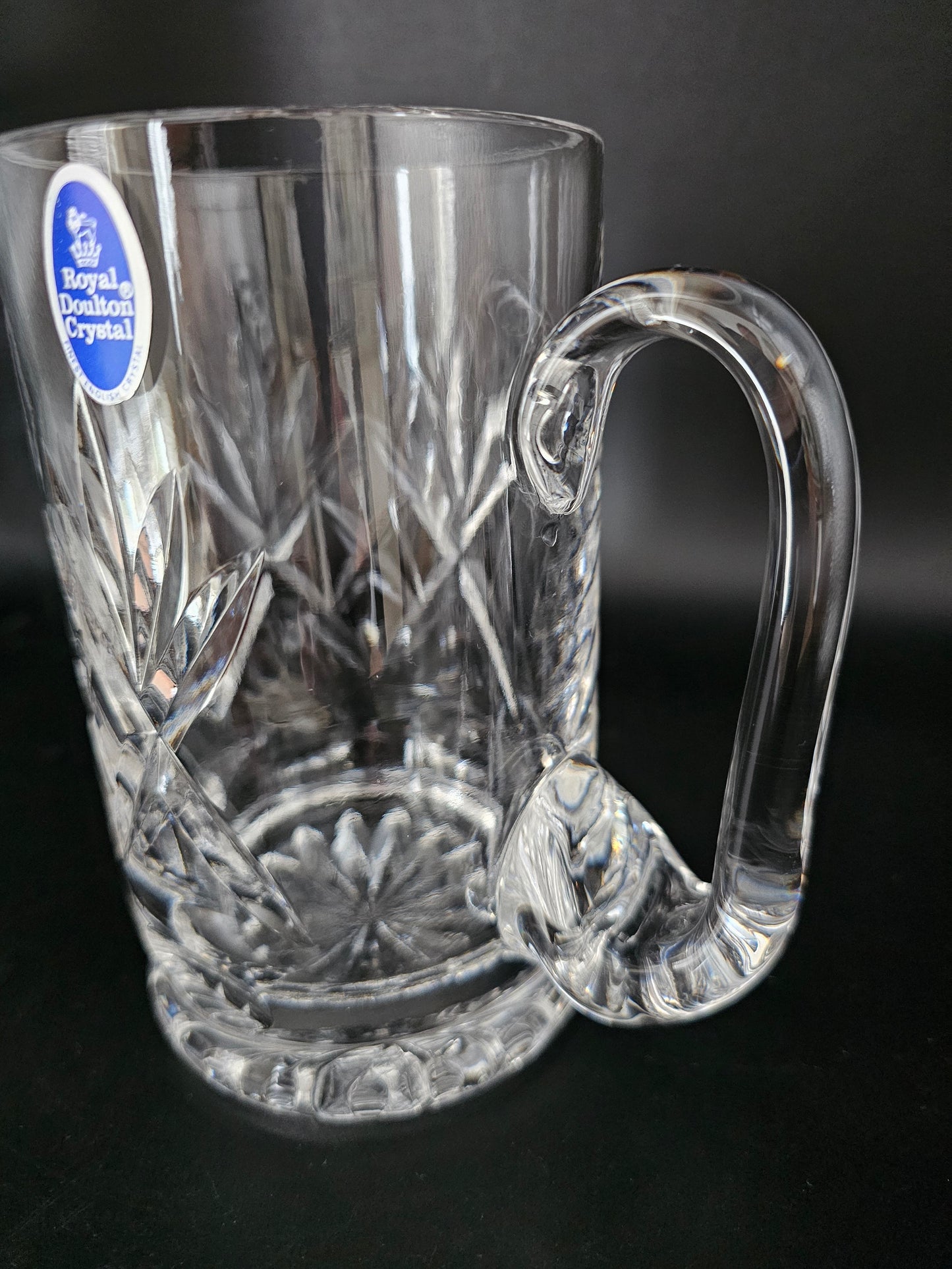 Royal Doulton Kensington Pattern Crystal Tankard. Boxed. 570ml / 1 pint