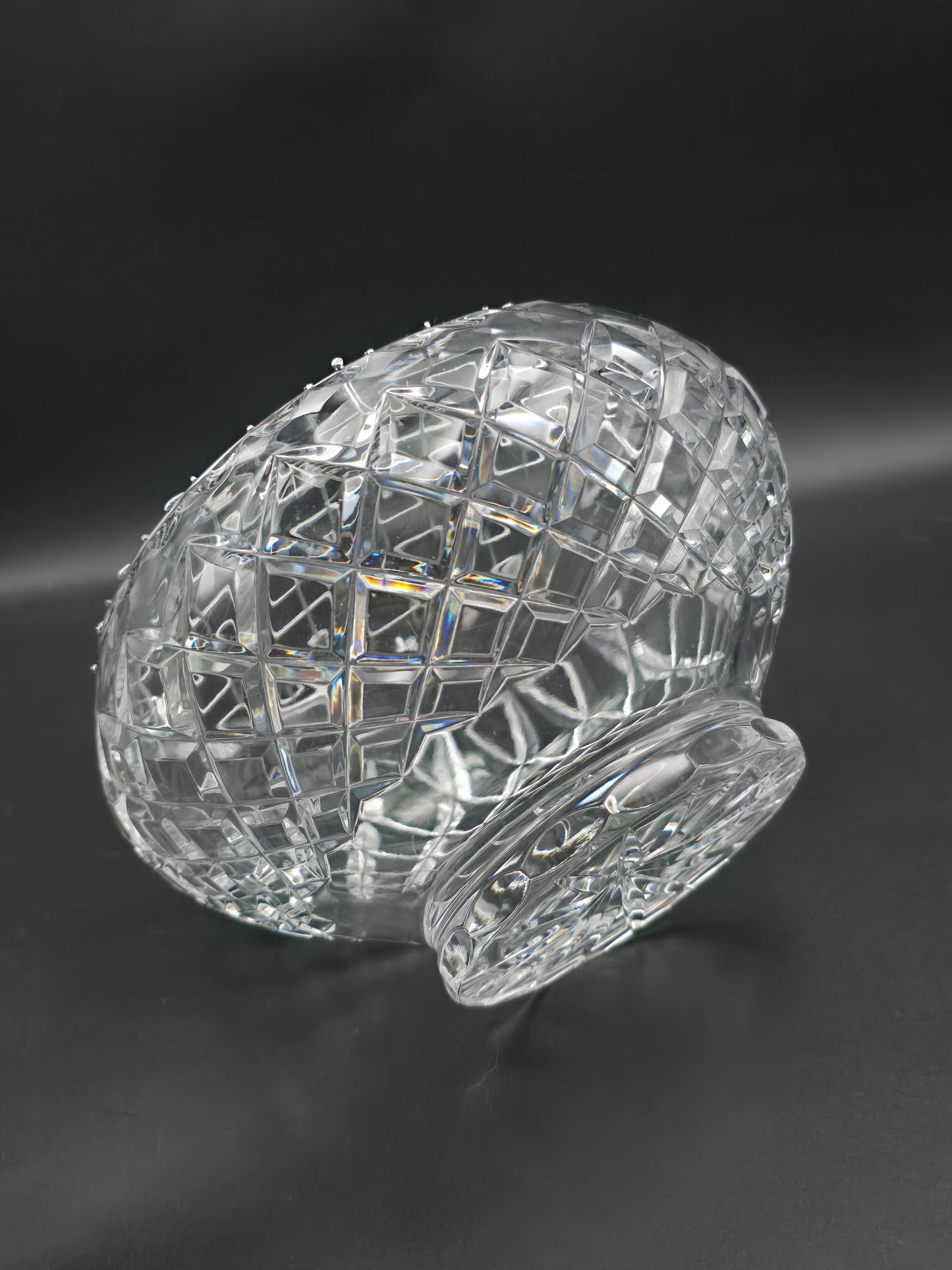 Beautiful Vintage Large Crystal Rose Posy Bowl. 16.5cm wide.