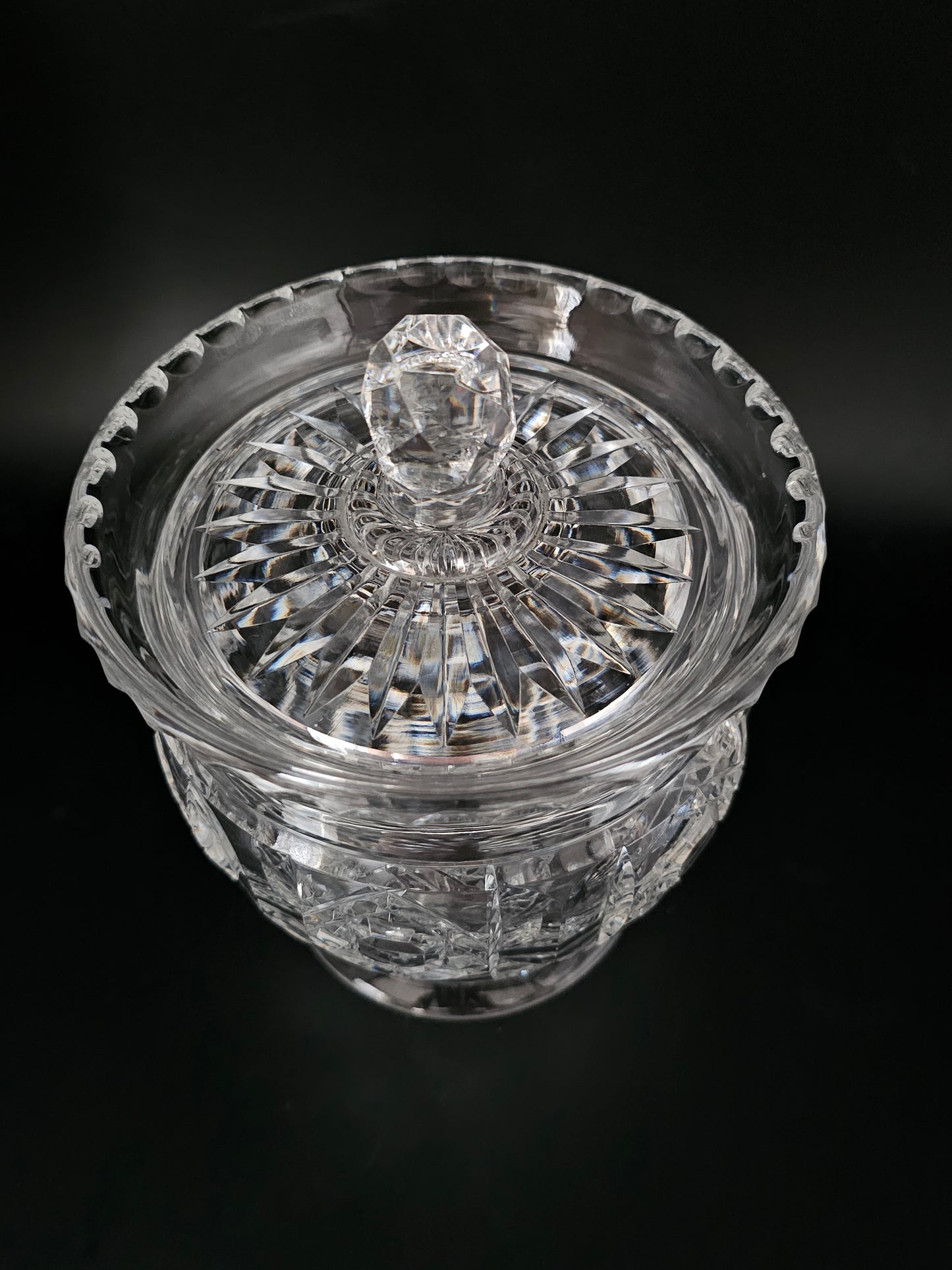 Vintage Crystal Lidded Jar for sweets or biscuits