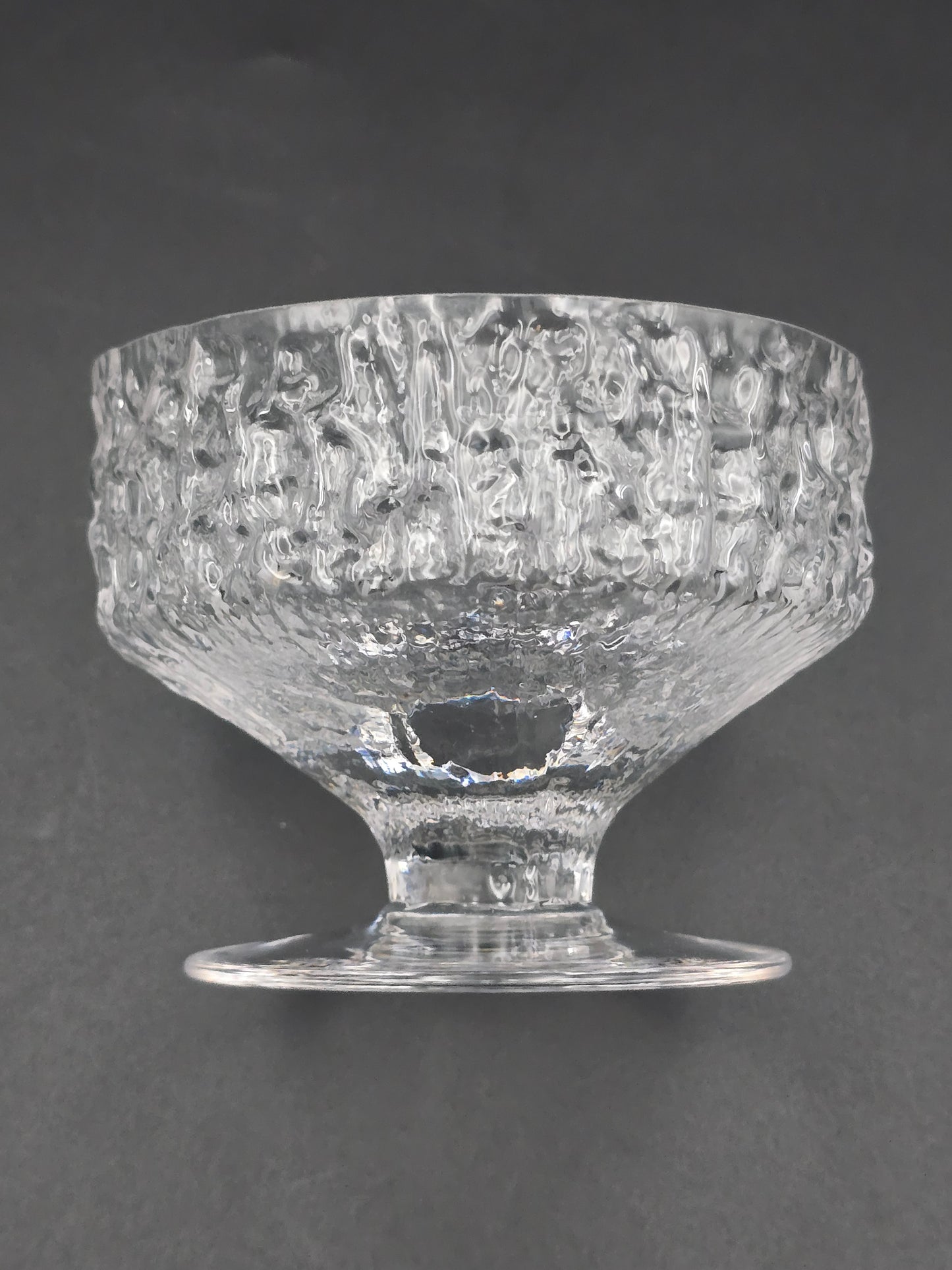 Set of 6 Whitefriars “Glacier/Bark” Dessert Bowls by Geoffrey Baxter – Mid‑Century Textured Glass, Perfect Condition