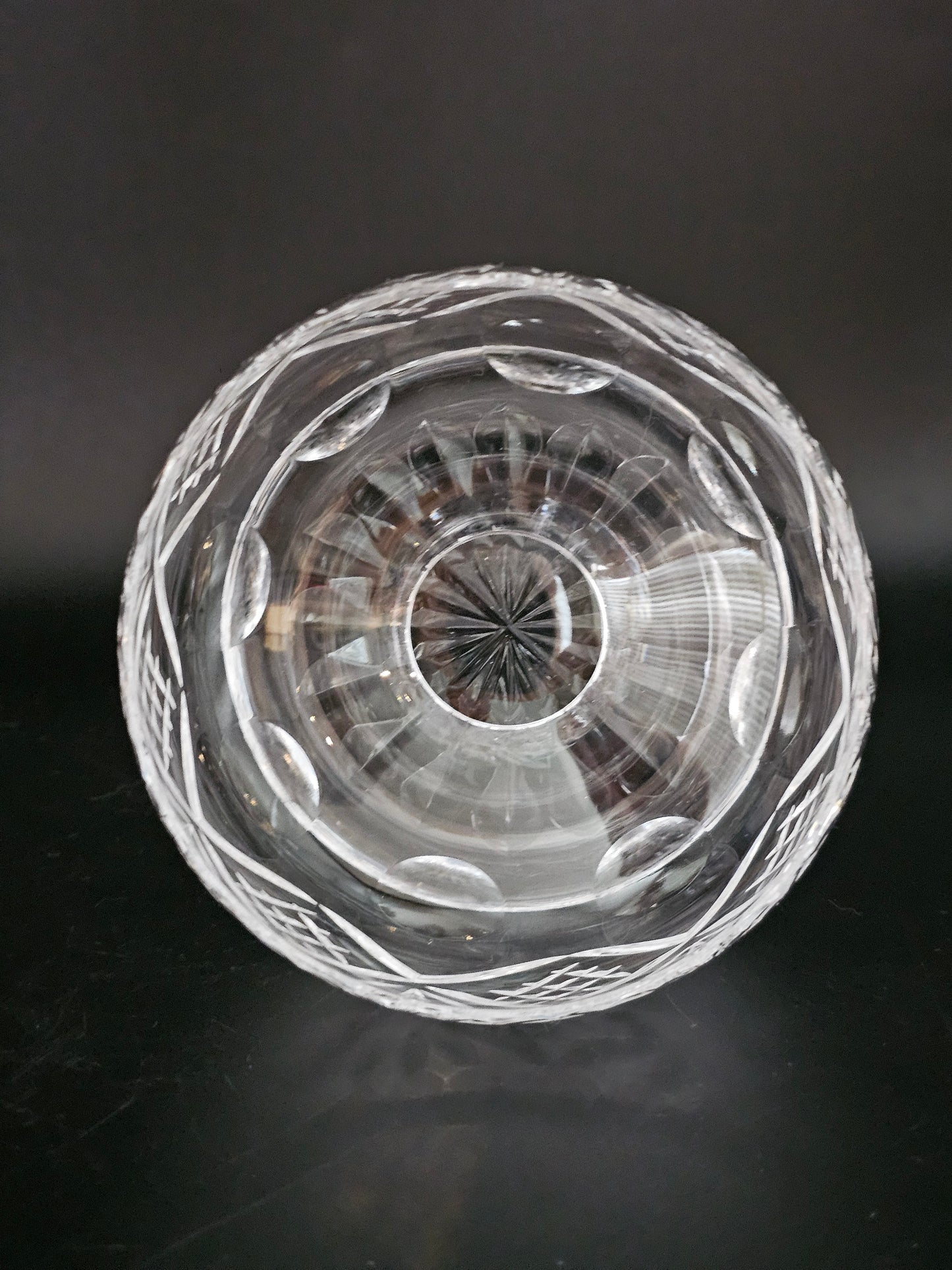 Set of 6 Royal Doulton Georgian Pattern Crystal Starter or Dessert dishes with lipped saucers.