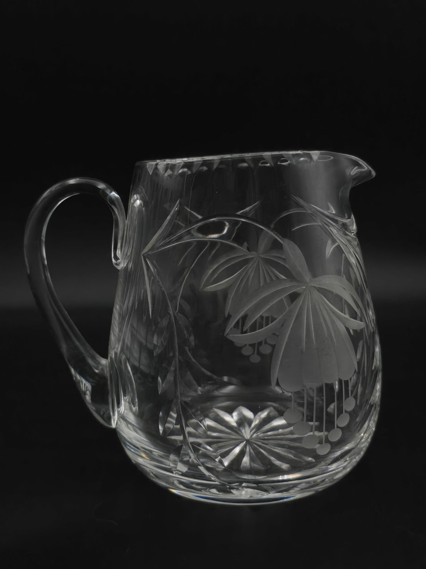Royal Brierley Fuchsia Crystal Jug – 800 ml English Cut Glass Milk/Cream/Water Pitcher