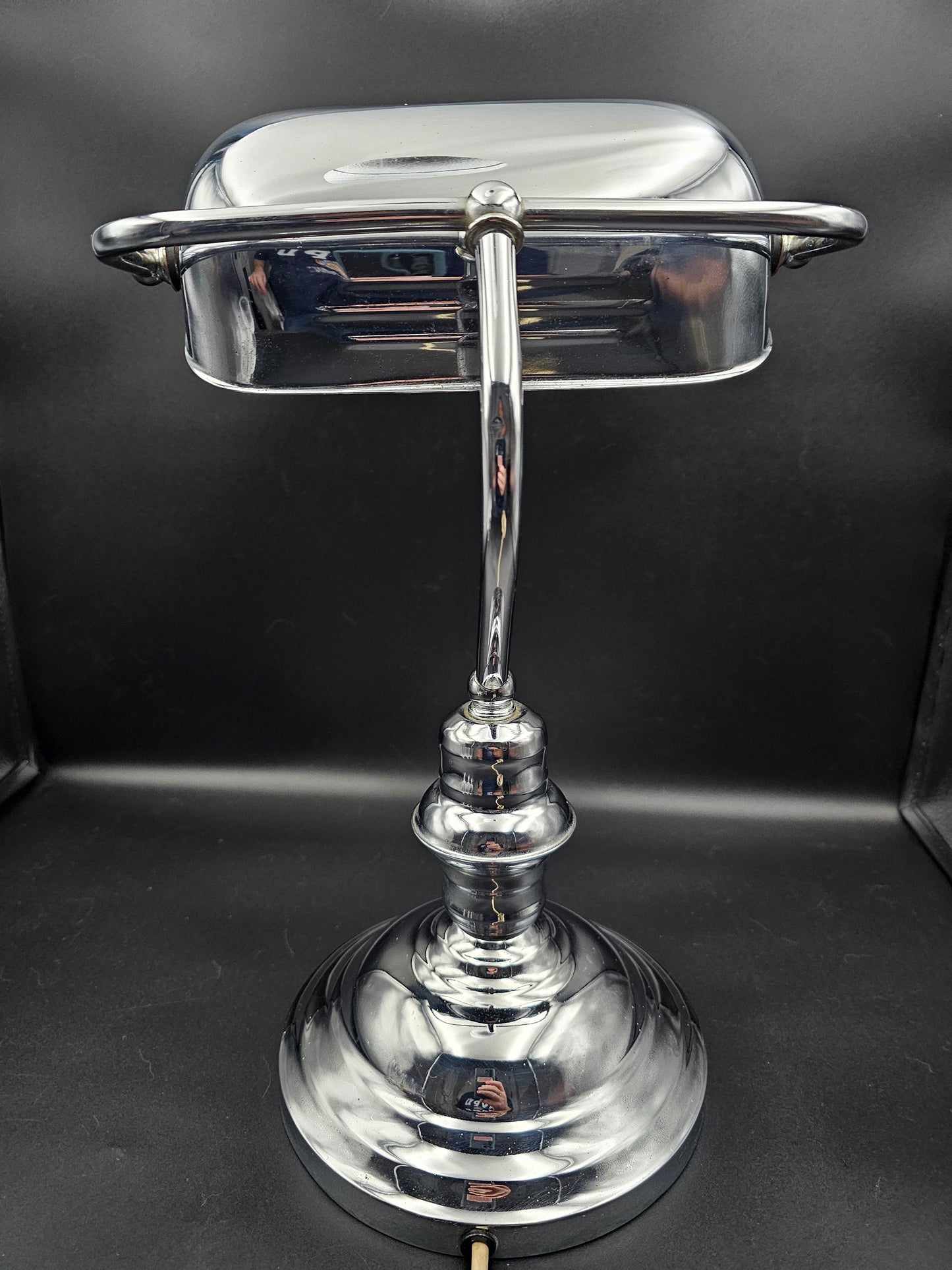 Chrome Bankers Lamp Desk Lamp 36.5cm tall. Fully Working.