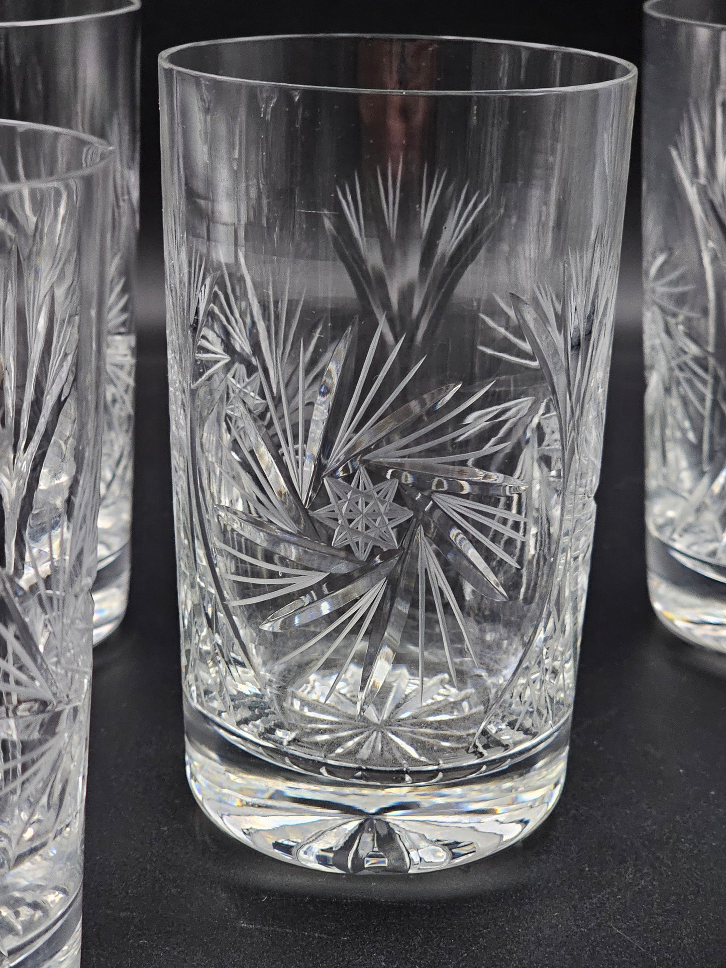 Set of 5 Fine, thin rim Tumbler Crystal glasses. 275ml