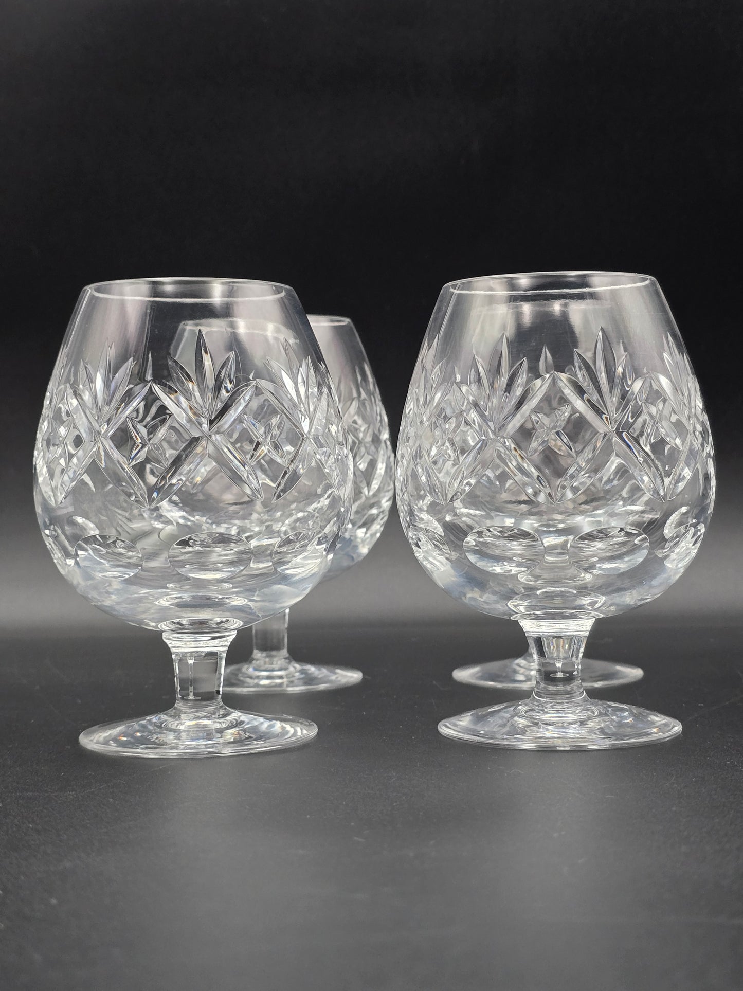 Set of 4 Royal Doulton Georgian Pattern Crystal Brandy Cognac Glasses. 11oz