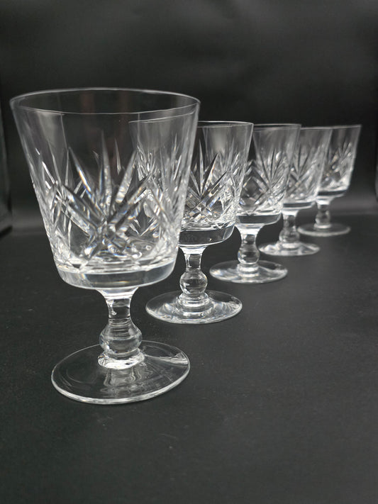 Set of 5 vintage Crystal wine glasses. 200ml.