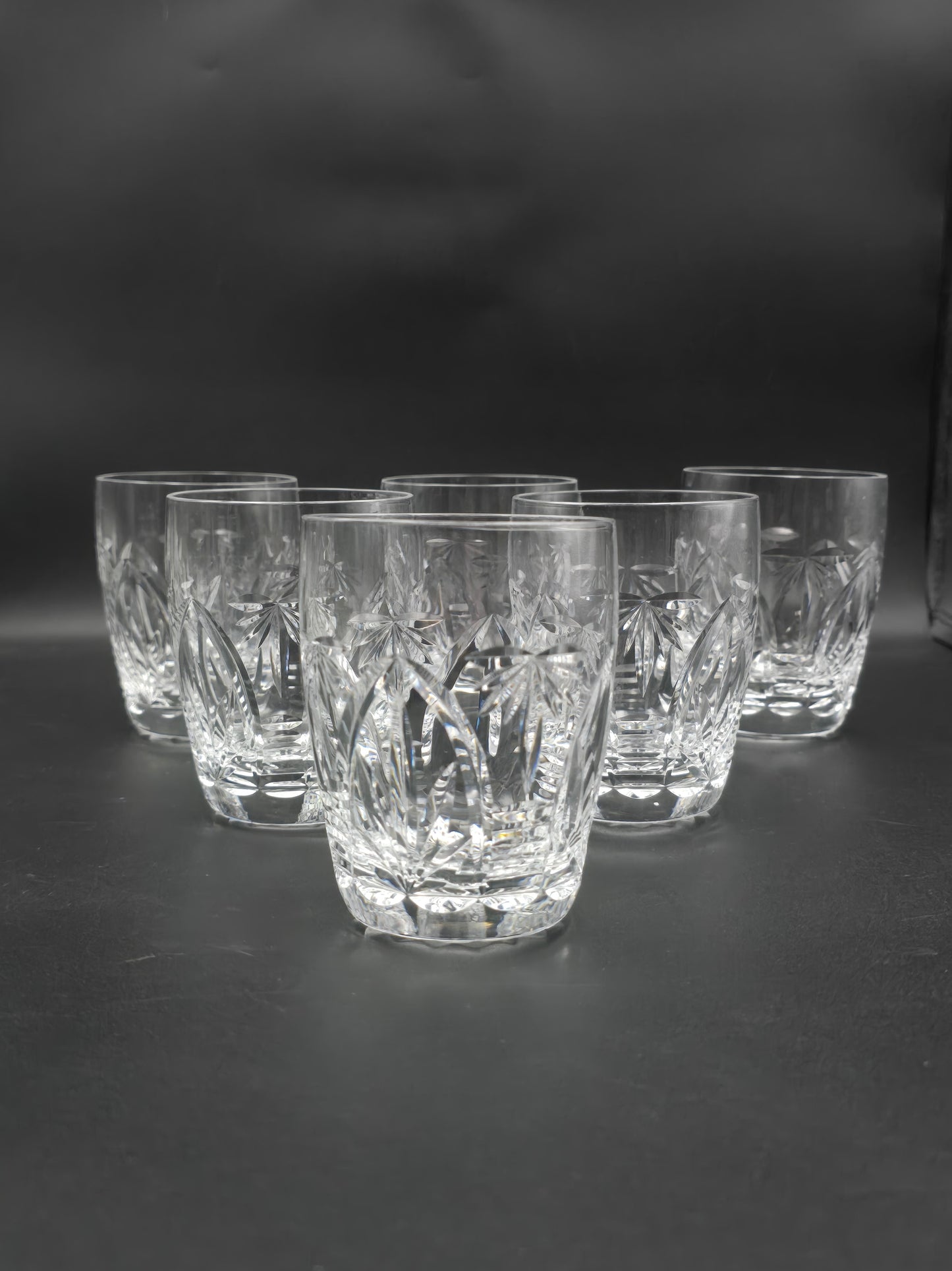 Set of 6 Webb Corbett Gothic Pattern Crystal tumblers. 10oz