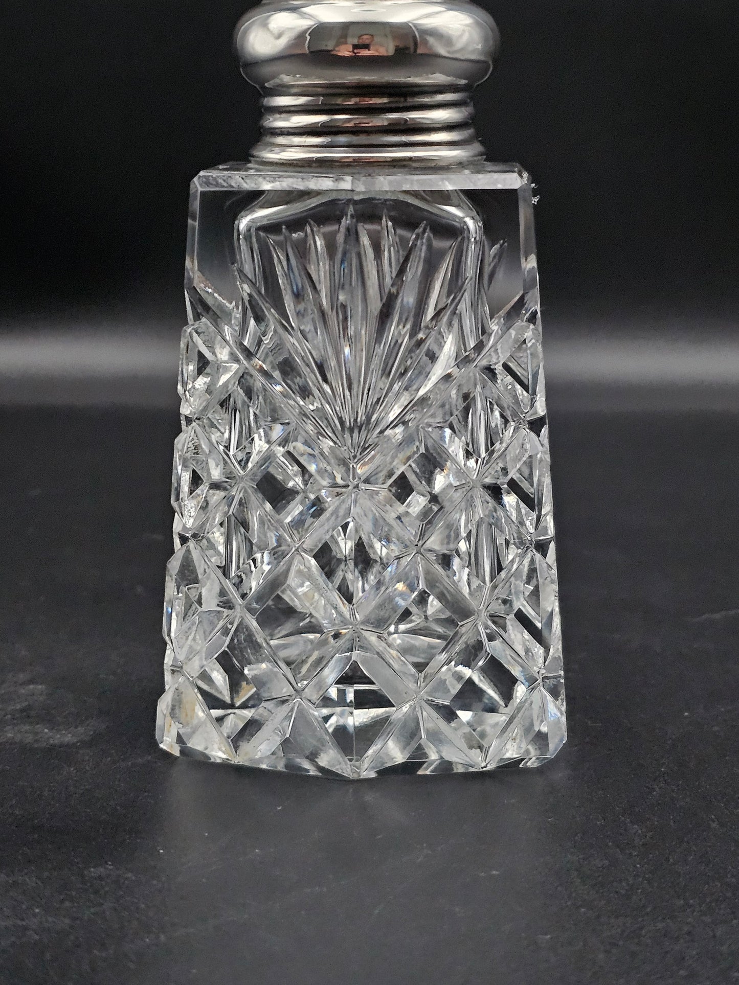 Silver topped Crystal Sugar shaker