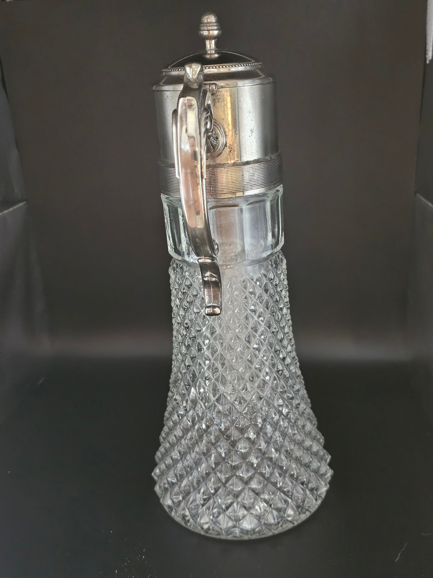 Large Glass Carafe Jug with Cooling centre piece insert. 36cm tall.