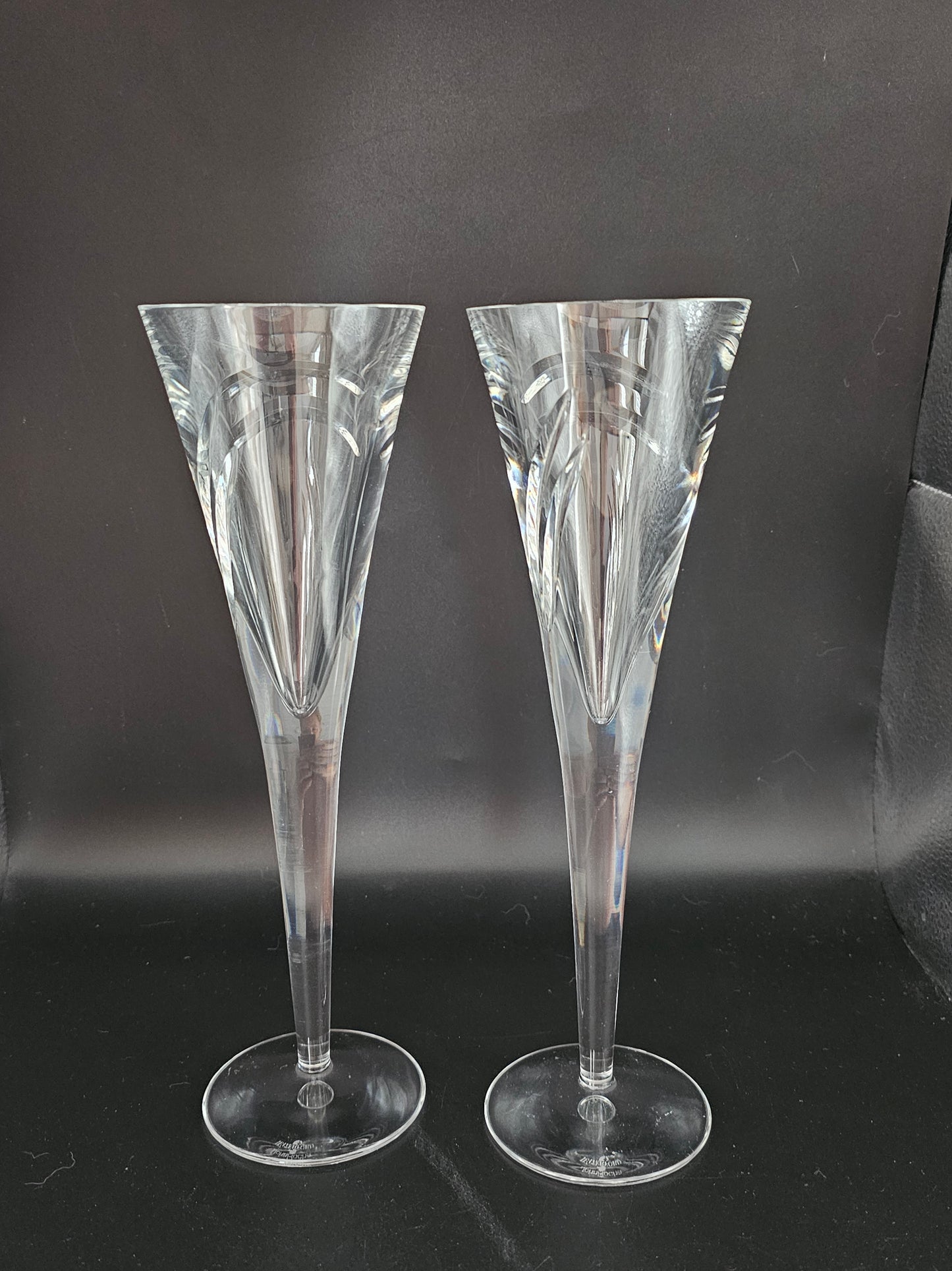 Waterford Crystal Limited Edition Champagne Flutes. John Rocha Millennium MM. Boxed.