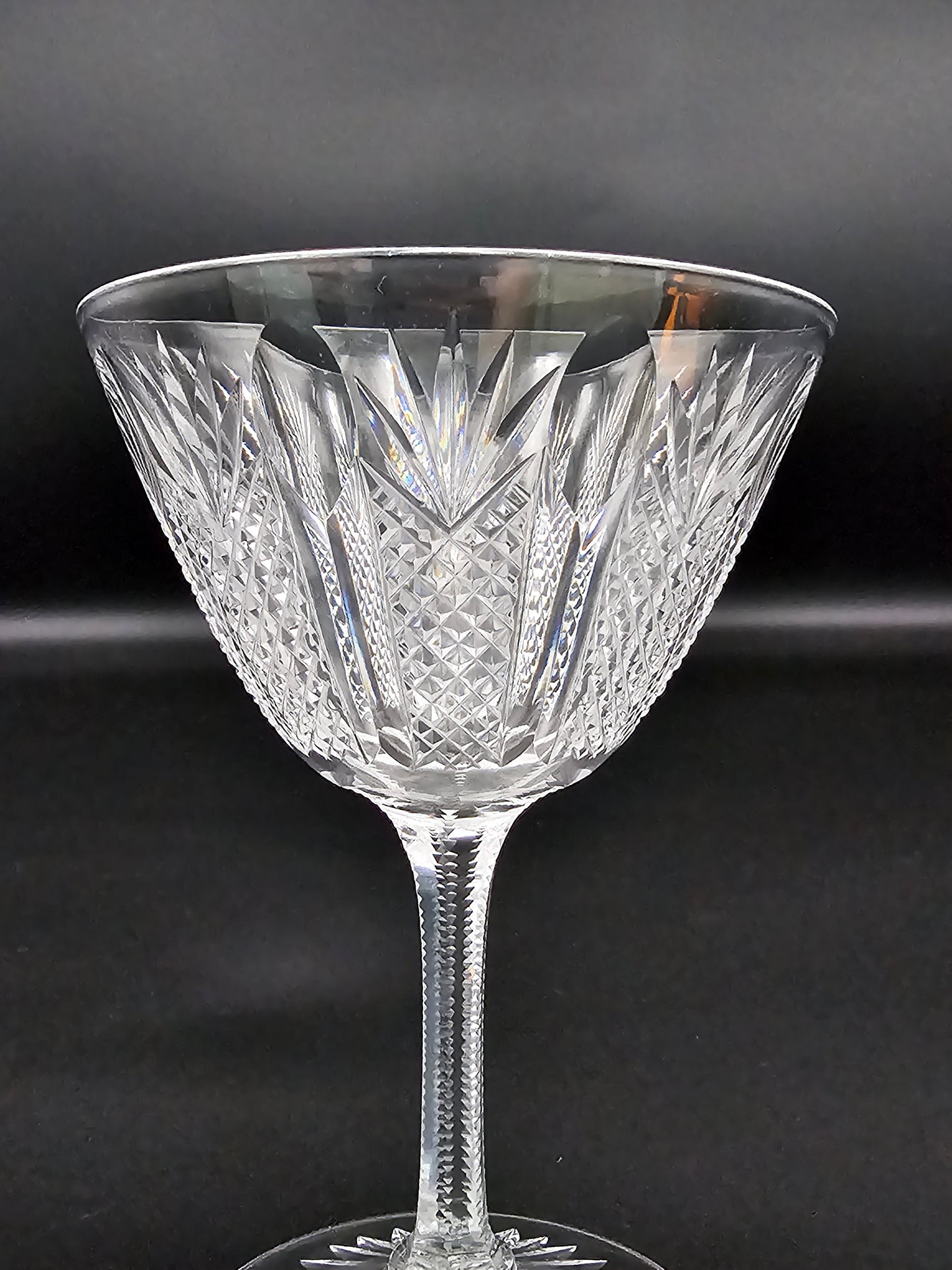 Pair of Beautiful Vintage Crystal Champagne Coupes. 12cm tall.