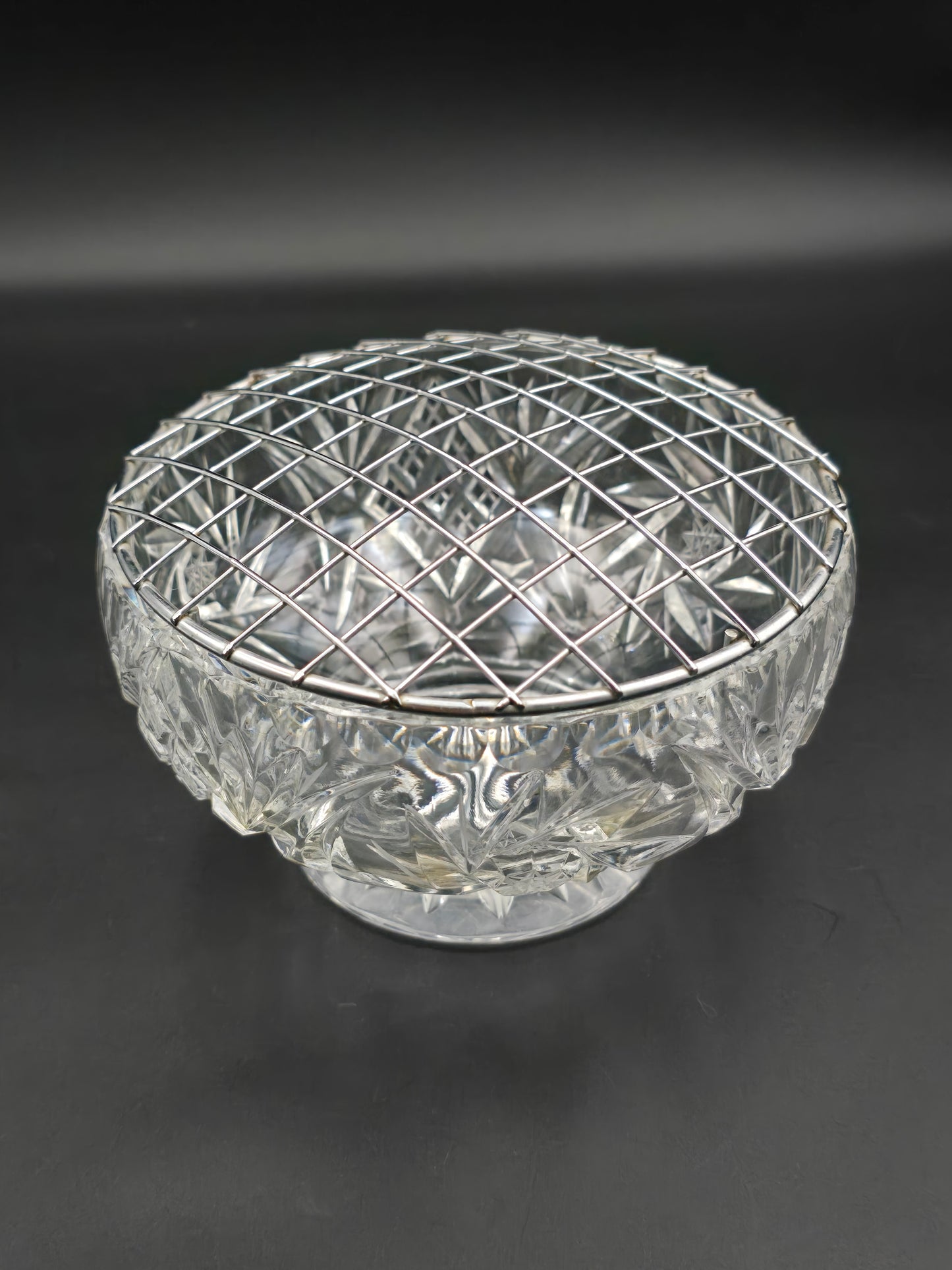 Vintage Hand-Cut Lead Crystal Rose Bowl | 15cm Wide, Star-Cut Base | 20th Century