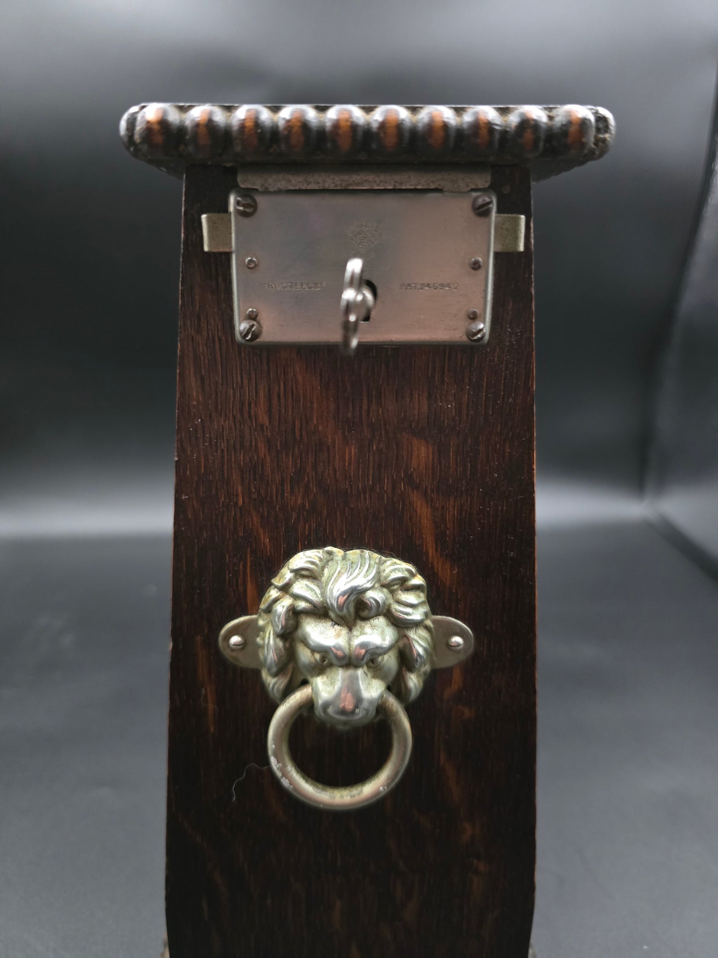 Antique Triple Decanter Tantalus Set with Lock & Key – Cut Crystal & Wooden Frame with Brass Lion Fittings – Excellent Condition