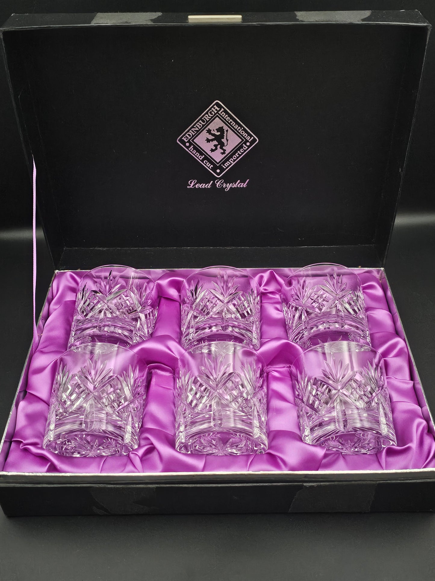 Set of 6 Vintage Edinburgh Crystal Tumblers Embassy Pattern 9oz boxed