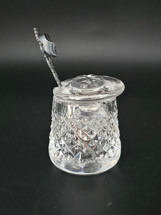 Vintage Crystal Mustard Pot and Spoon set