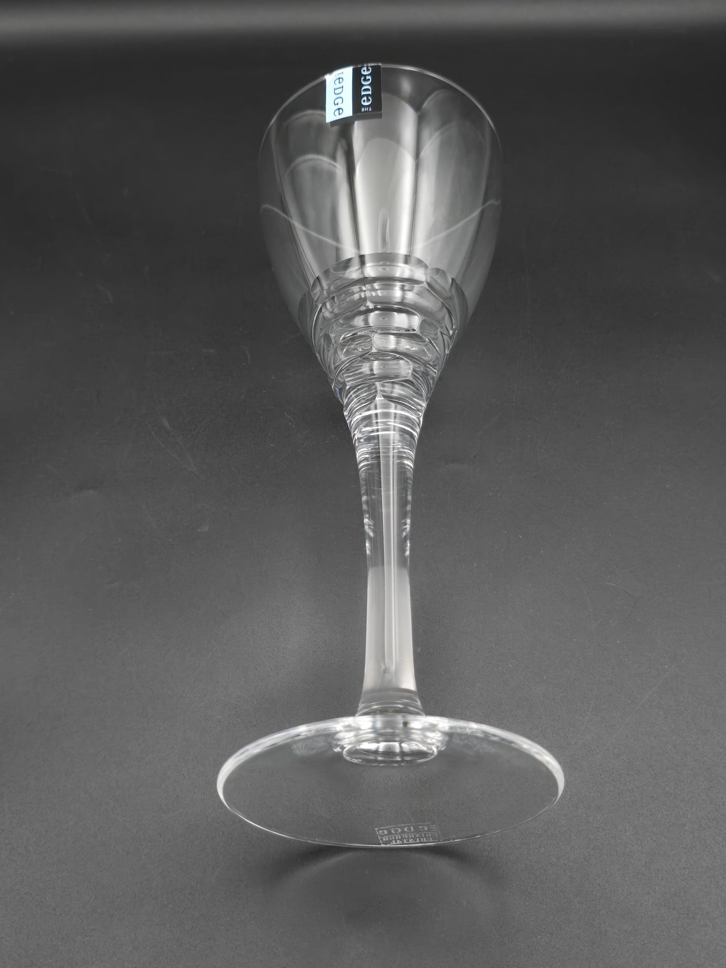 Pair of Large Edinburgh Crystal The Edge Collection Cirrus pattern wine glasses 350ml 24.5cm tall.