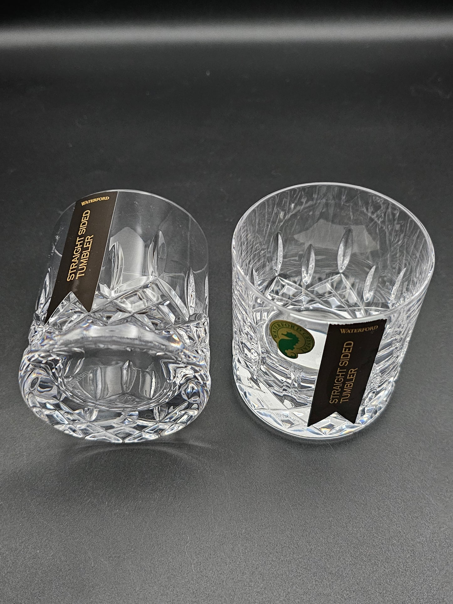 Waterford Crystal straight sided tumblers pair Lismore pattern. Boxed 7oz