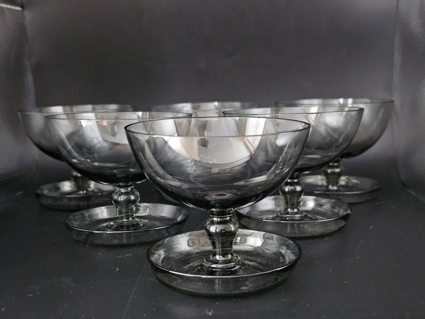 Set of 6 Vintage Crystal dessert bowls with saucer