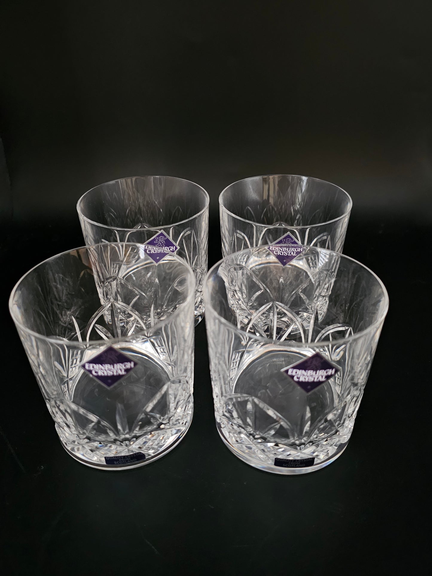 Set of 4 Edinburgh Crystal 9oz Tumblers. Perth Pattern.Boxed