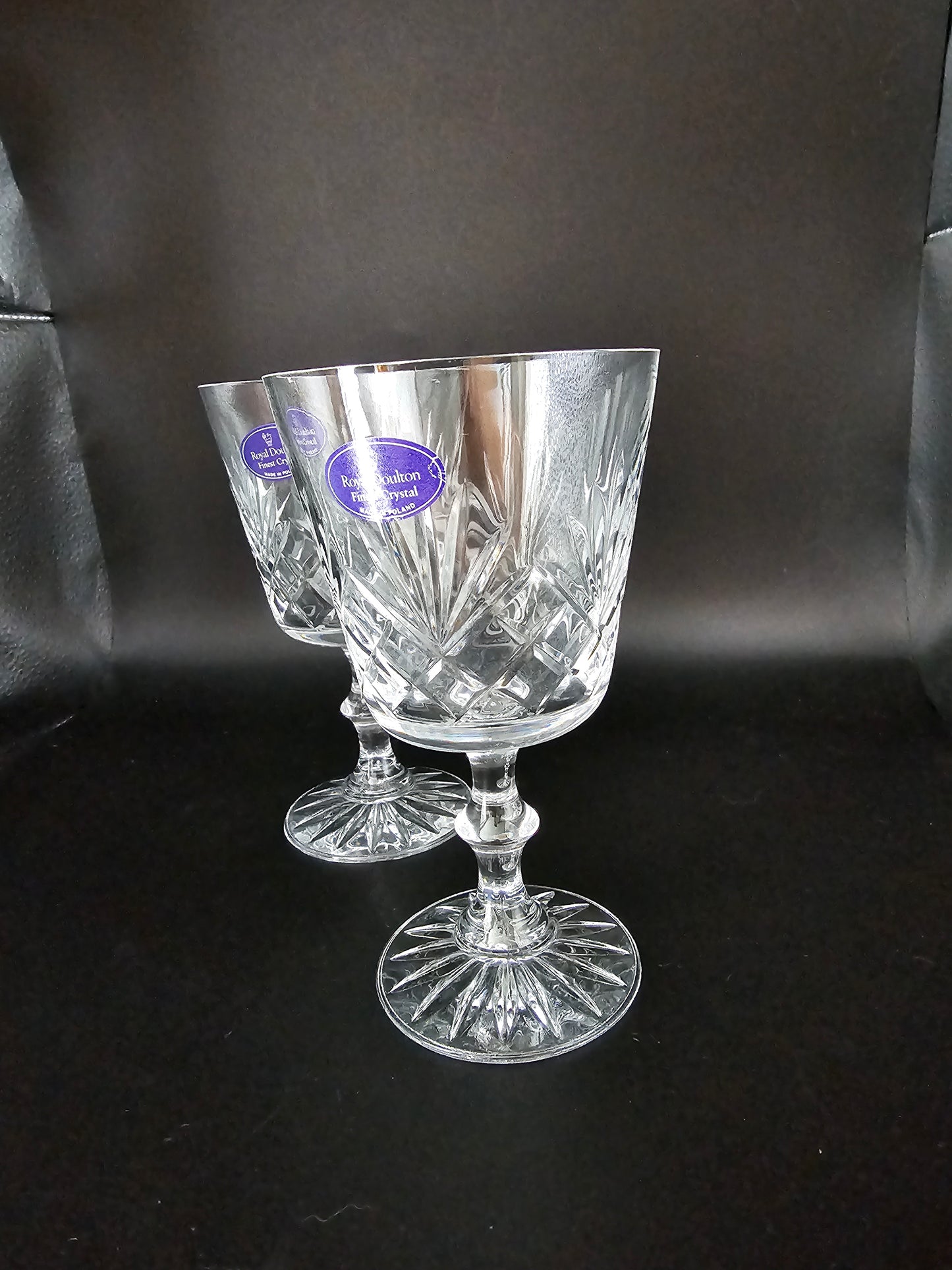 Pair of Royal Doulton Crystal Wine glasses 250ml