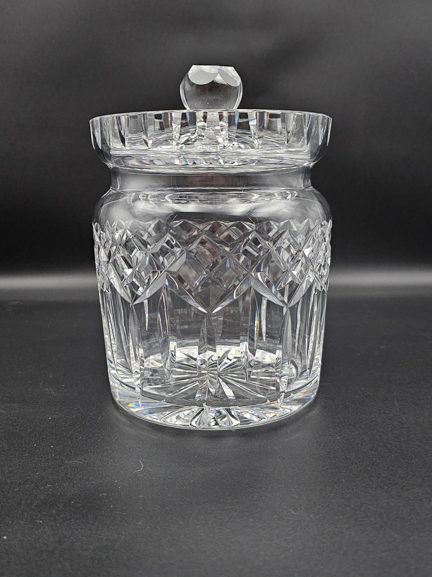 Waterford lismore pattern crystal lidded biscuit jar