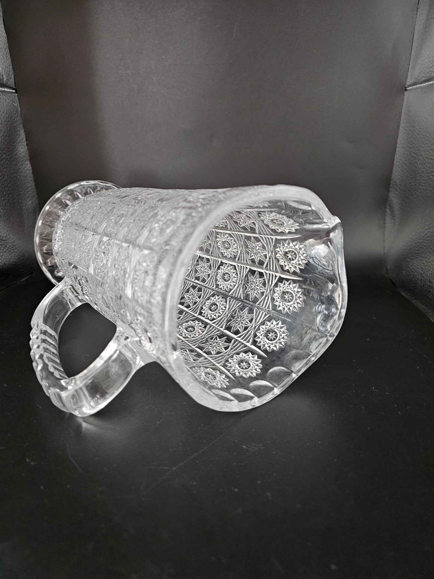 Beautiful Large Vintage Crystal Jug Pitcher. 23cm tall. 2 x Available