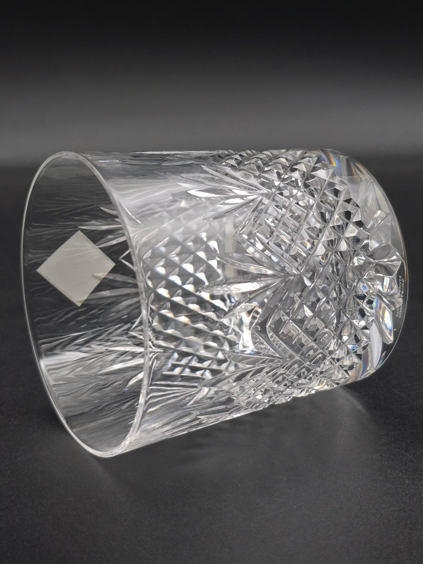 Set of 4 Edinburgh Crystal Tweed 9oz Tumblers – Boxed, Star Cut Base, Etched Mark, Made in Scotland