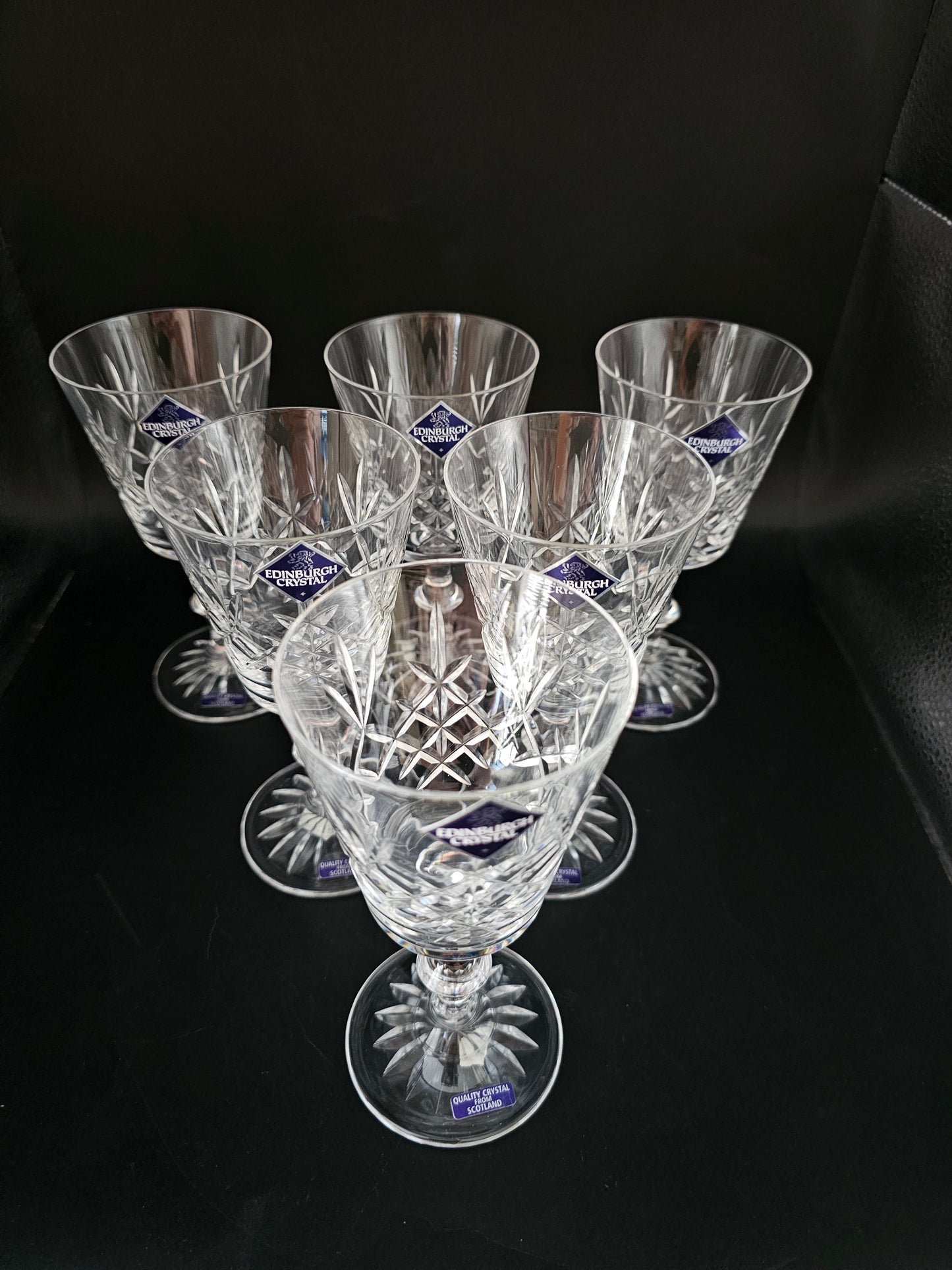 Edinburgh Crystal set of 6 Wine Glasses. Lomond Pattern. Boxed 200ml