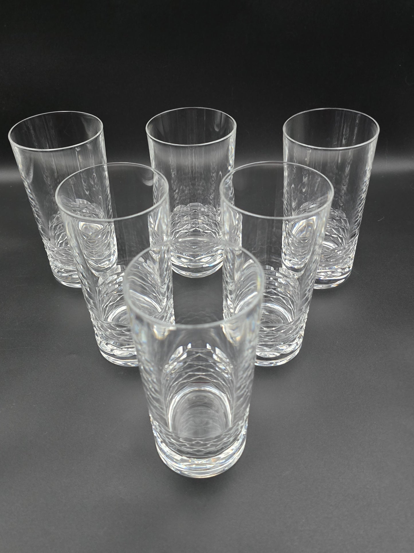 Set of 6 Edinburgh Crystal Portee Pattern Hi Ball Tumblers  375ml 14.5cm tall