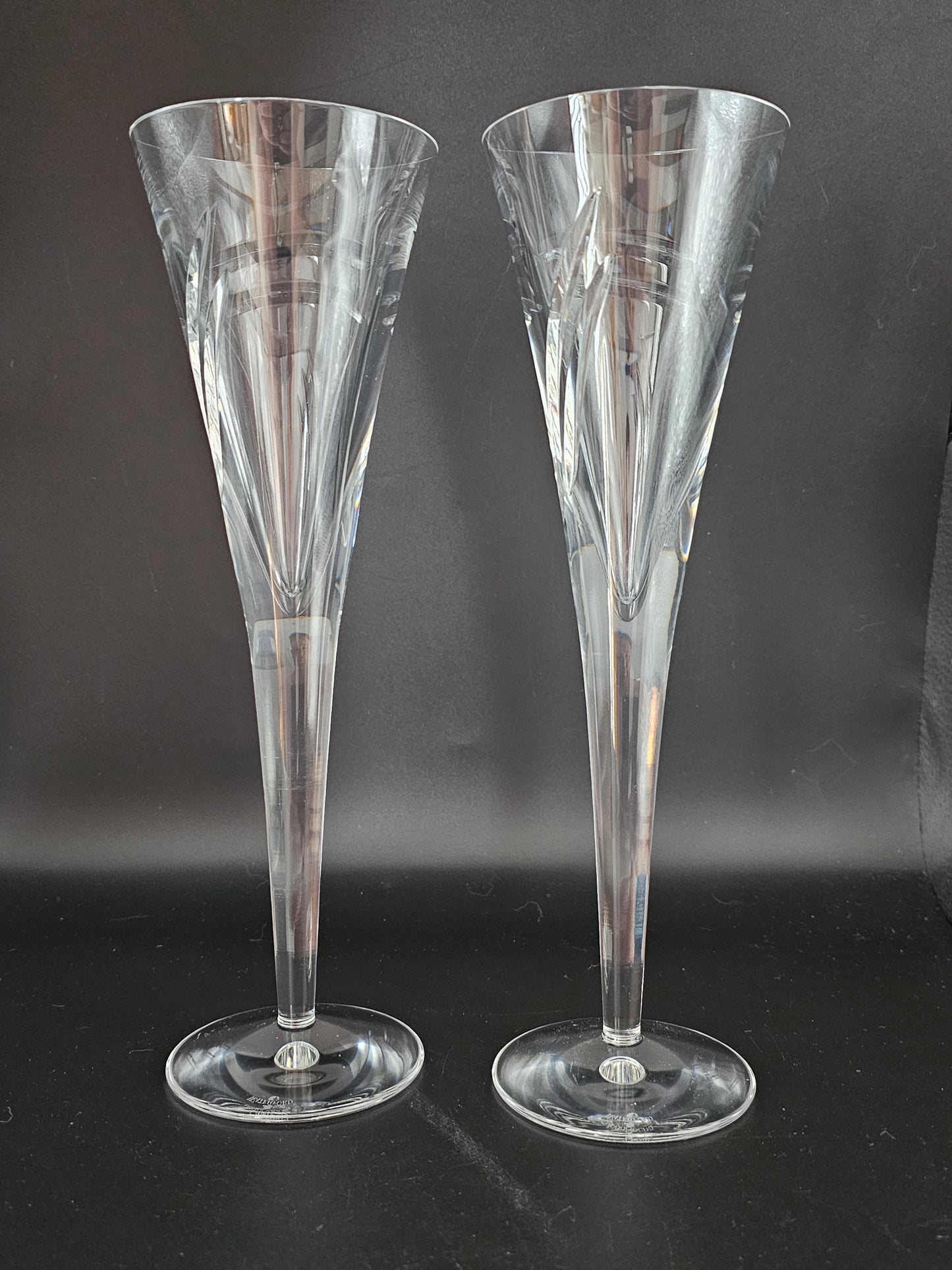 Waterford Crystal Limited Edition Champagne Flutes. John Rocha Millennium MM. Boxed.