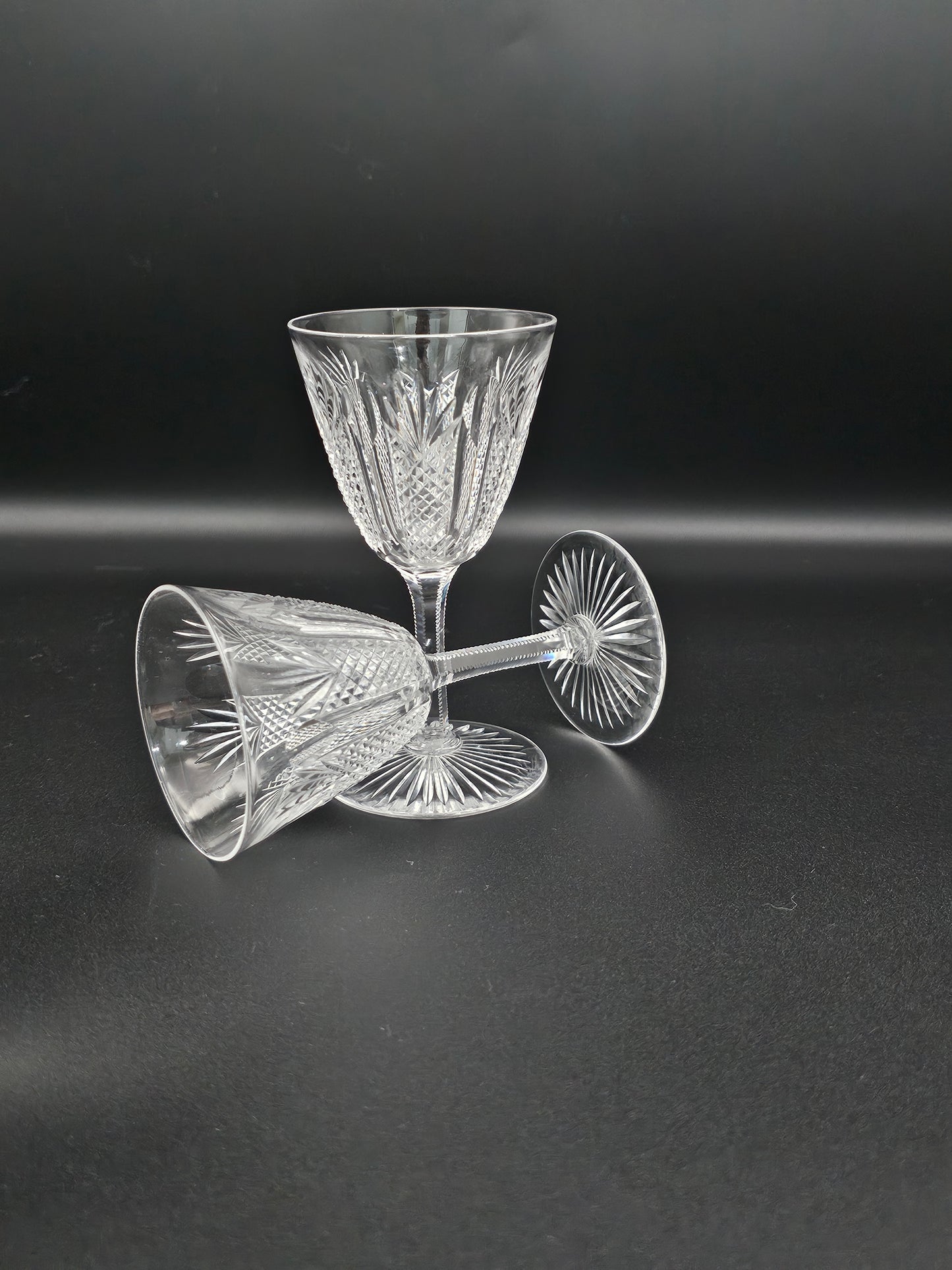 Pair of Small Crystal Liqueur glasses. 11.5cm tall. 90ml