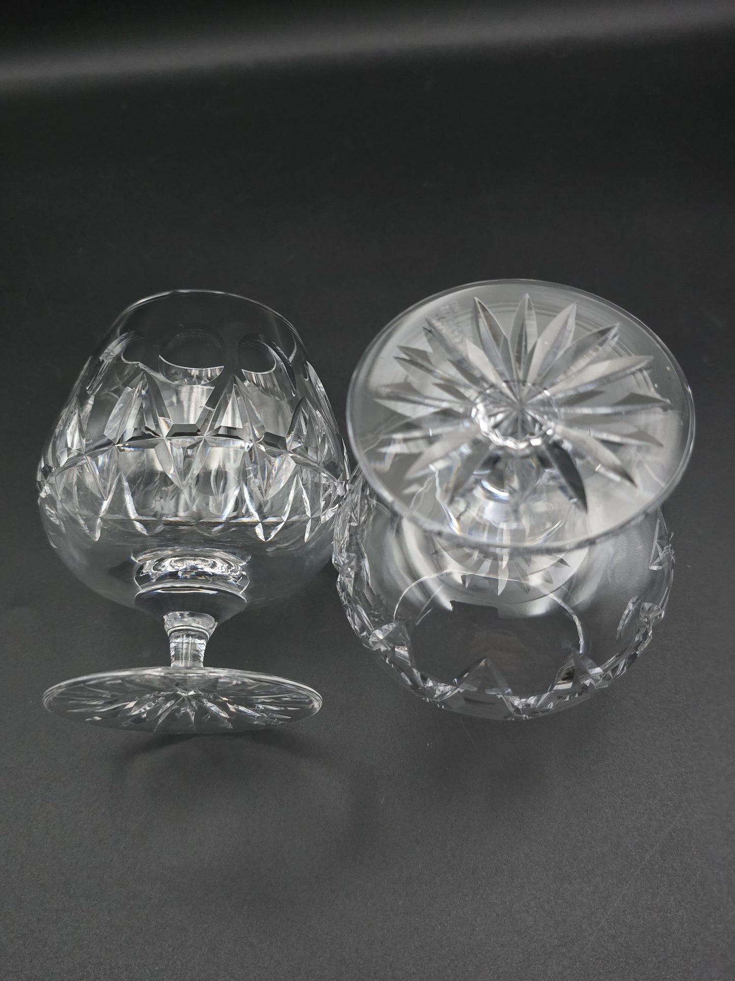 Pair of Tudor Crystal Raleigh Pattern English Crystal Brandy glasses 11oz