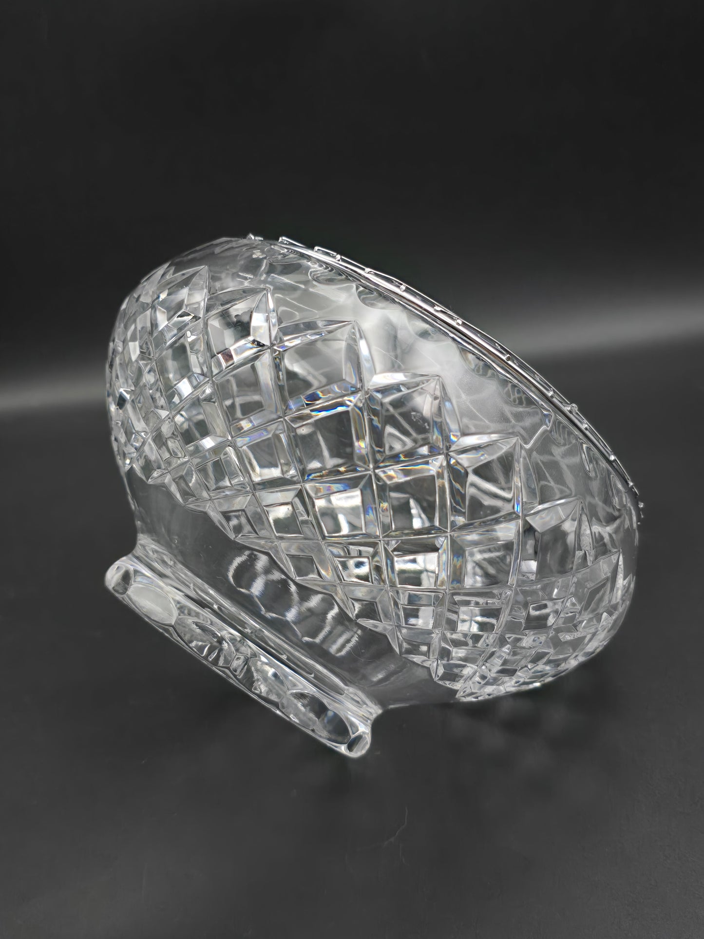 Beautiful Vintage Large Crystal Rose Posy Bowl. 16.5cm wide.