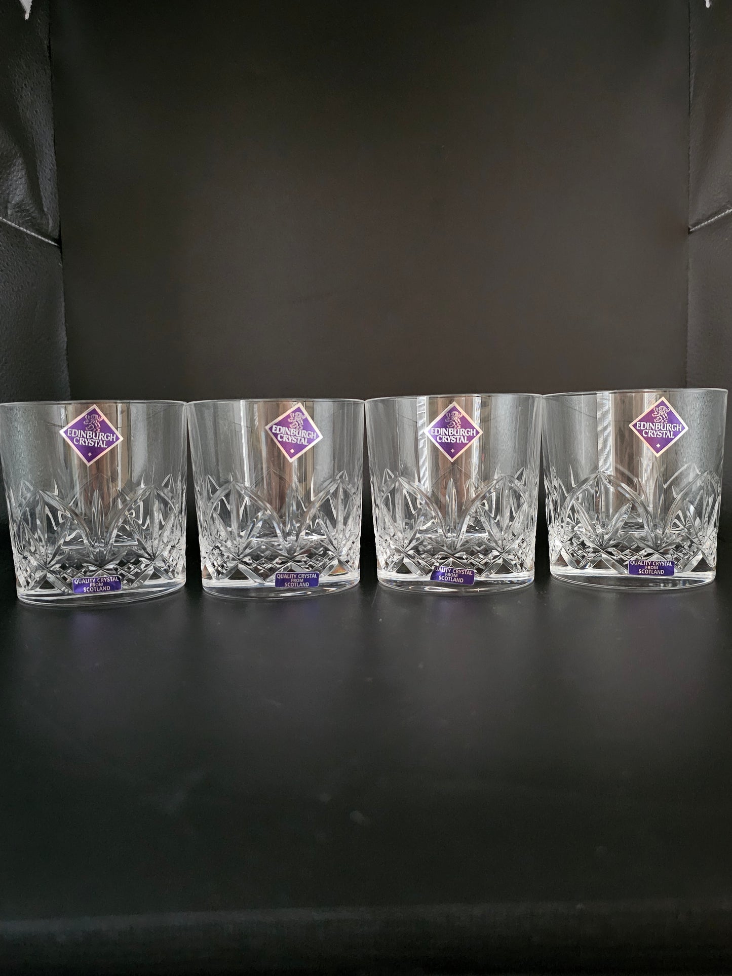 Set of 4 Edinburgh Crystal 9oz Tumblers. Perth Pattern.Boxed