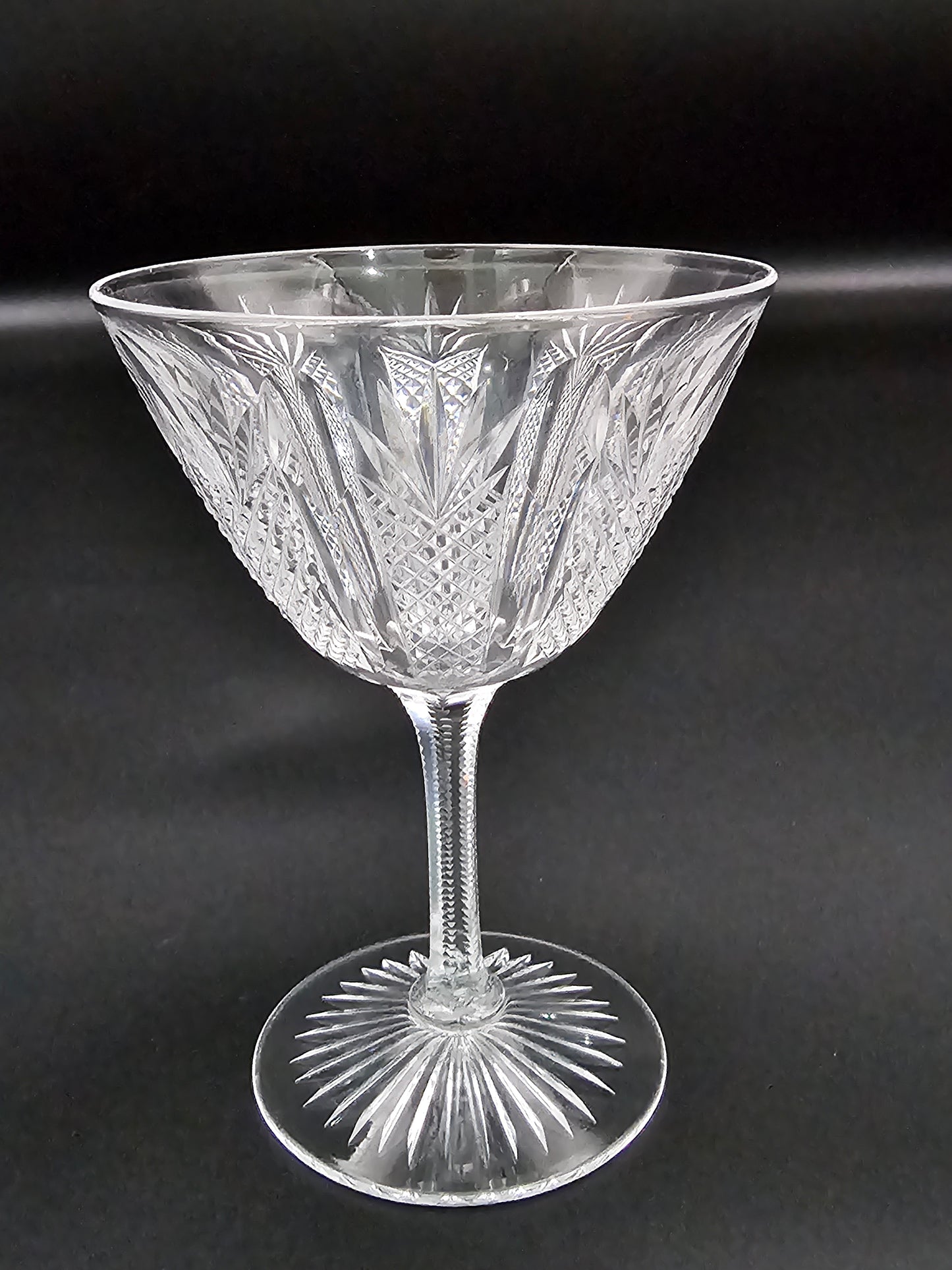 Pair of Beautiful Vintage Crystal Champagne Coupes. 12cm tall.