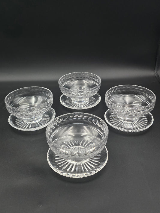 Set of 4 Stuart Crystal Arundel Dessert / Pudding  or Starter Bowls – Fan Base Design – Made in England