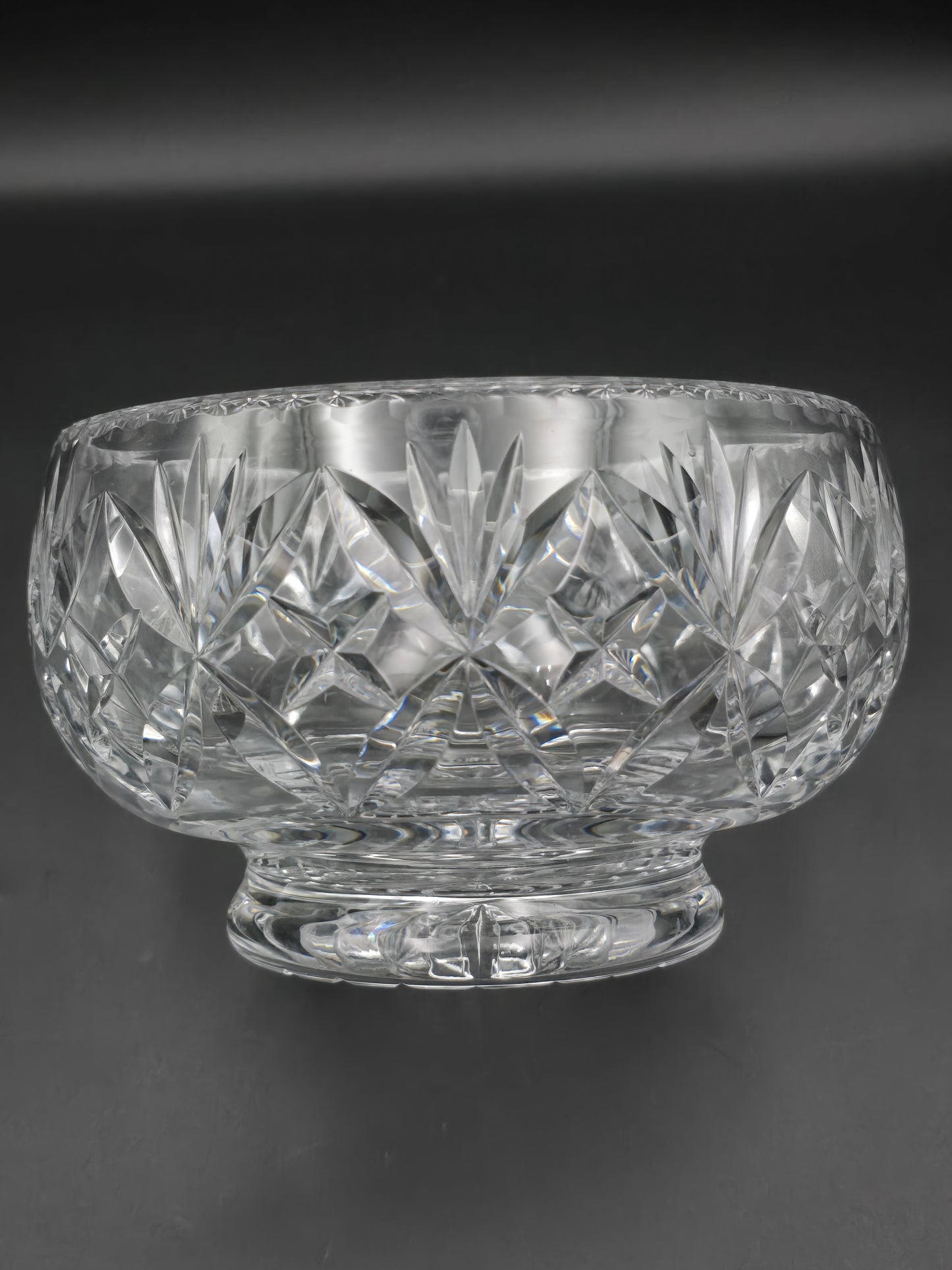 Large Heavy Vintage Crystal Rose Posy Bowl with Fluted & Cross-Cut Design – 2kg – 7.5” Wide, 6” Tall
