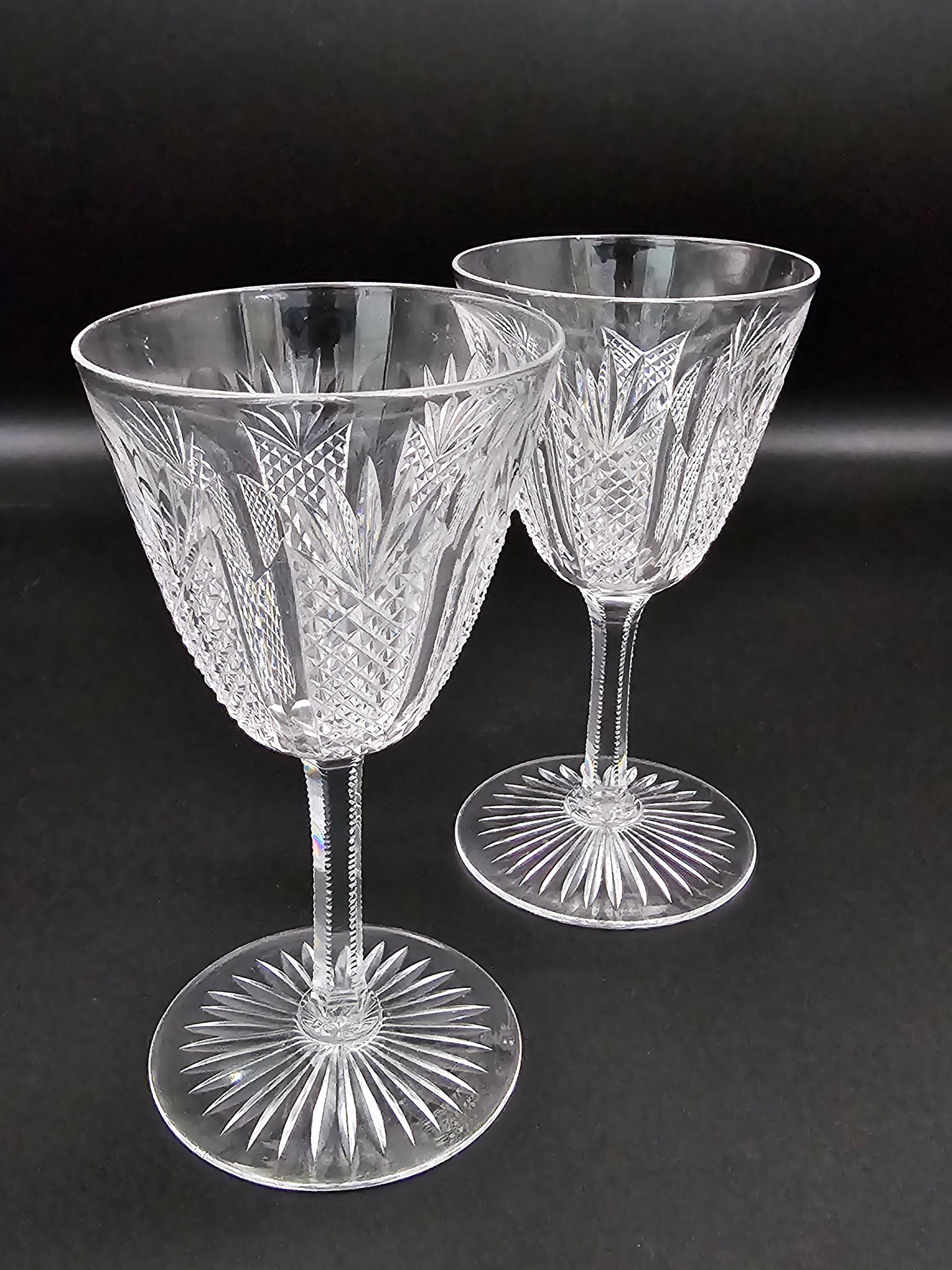 Pair of Small Crystal Liqueur glasses. 11.5cm tall. 90ml