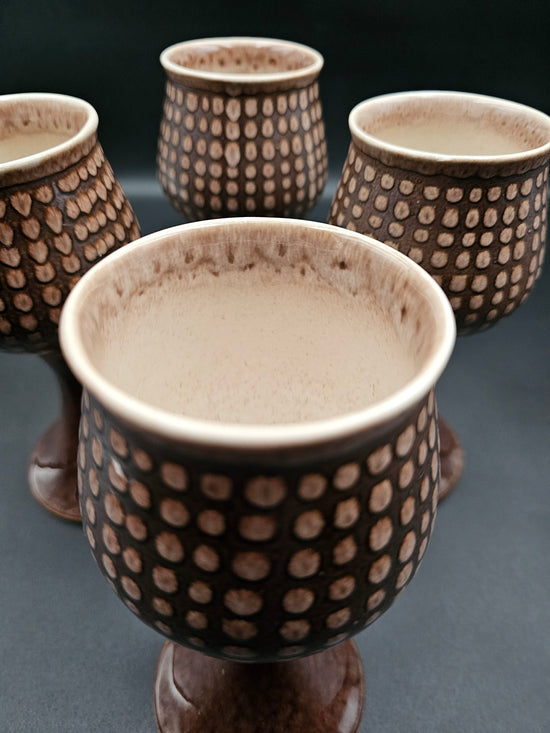 Iden Pottery Rye, Sussex 1970s stoneware wine goblets. Set of 4 ...