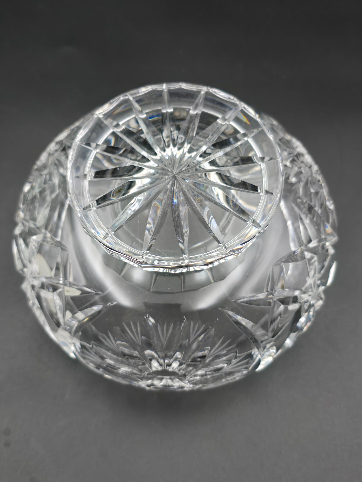Bohemia Lead Crystal Rose Bowl with Double Mesh Frog – 6” Boxed, Hand Cut Star Base, Made in Czechoslovakia