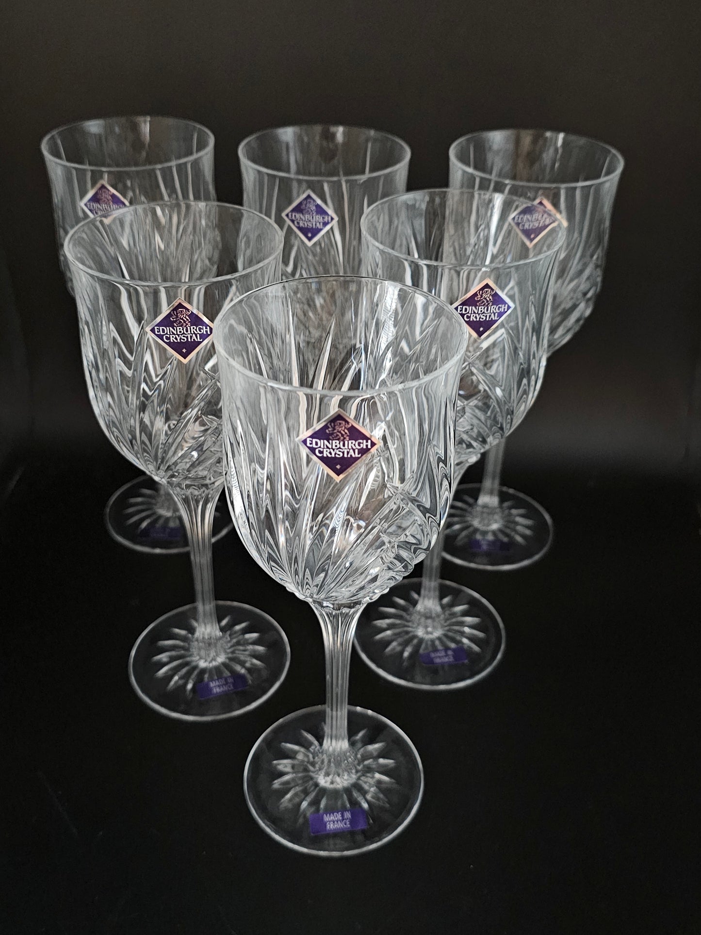 Edinburgh Crystal set of 6 Large Crystal Wine Glasses. 250ml