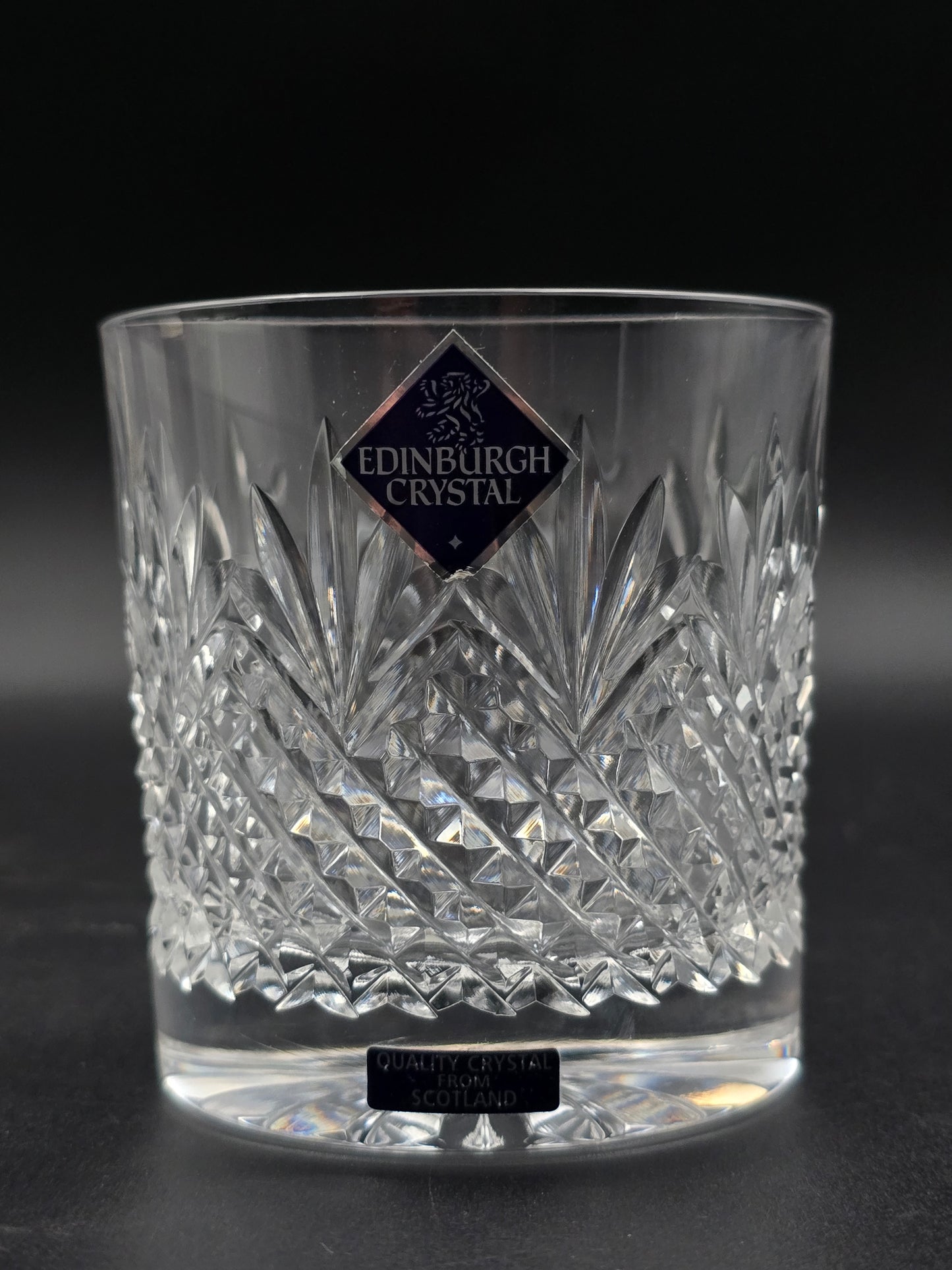 Set of 4 Edinburgh Crystal Tweed 9oz Tumblers – Boxed, Star Cut Base, Etched Mark, Made in Scotland