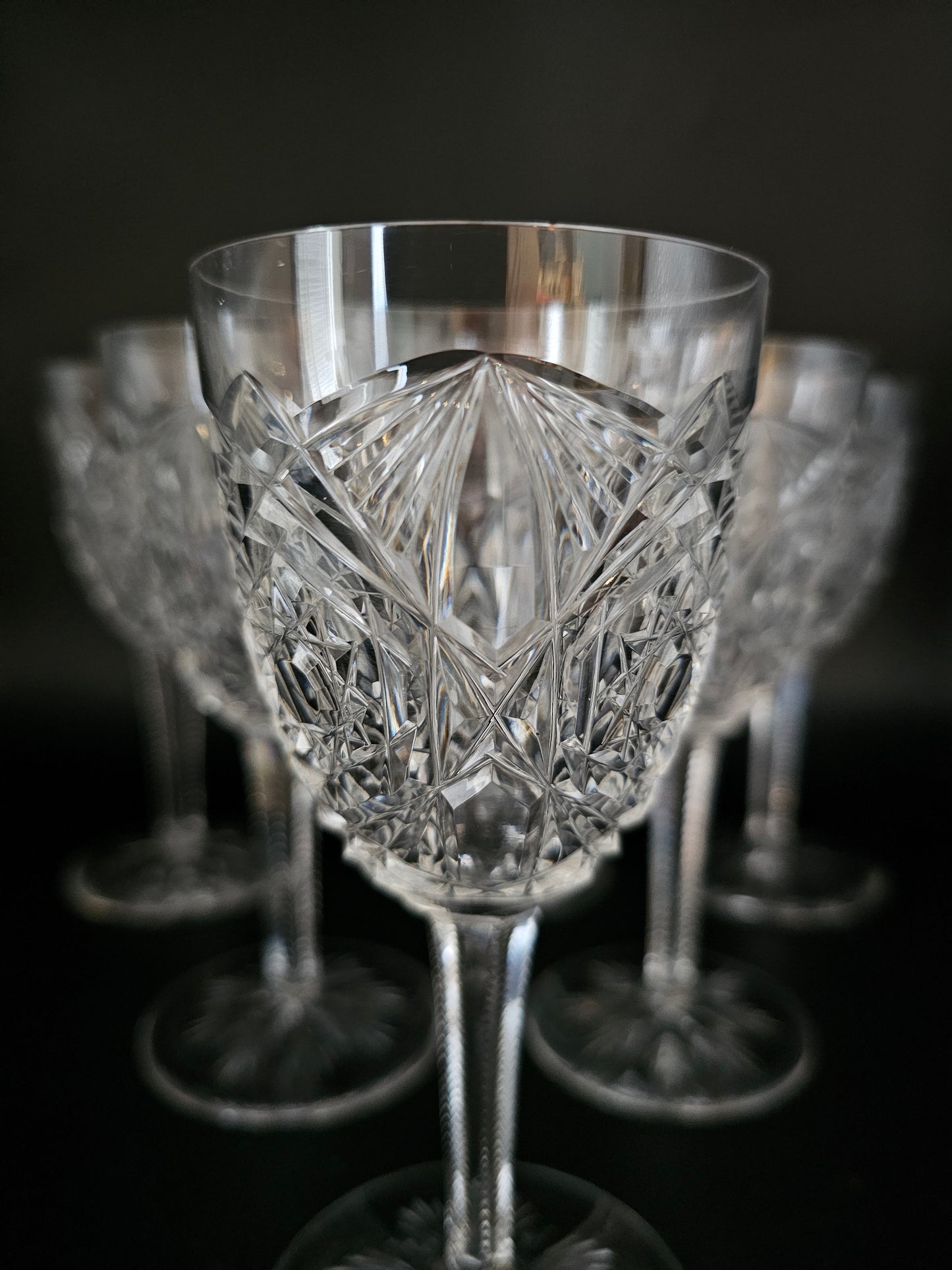 Baccarat Crystal Lagny Pattern, set of 6 Crystal Sherry glasses 150ml