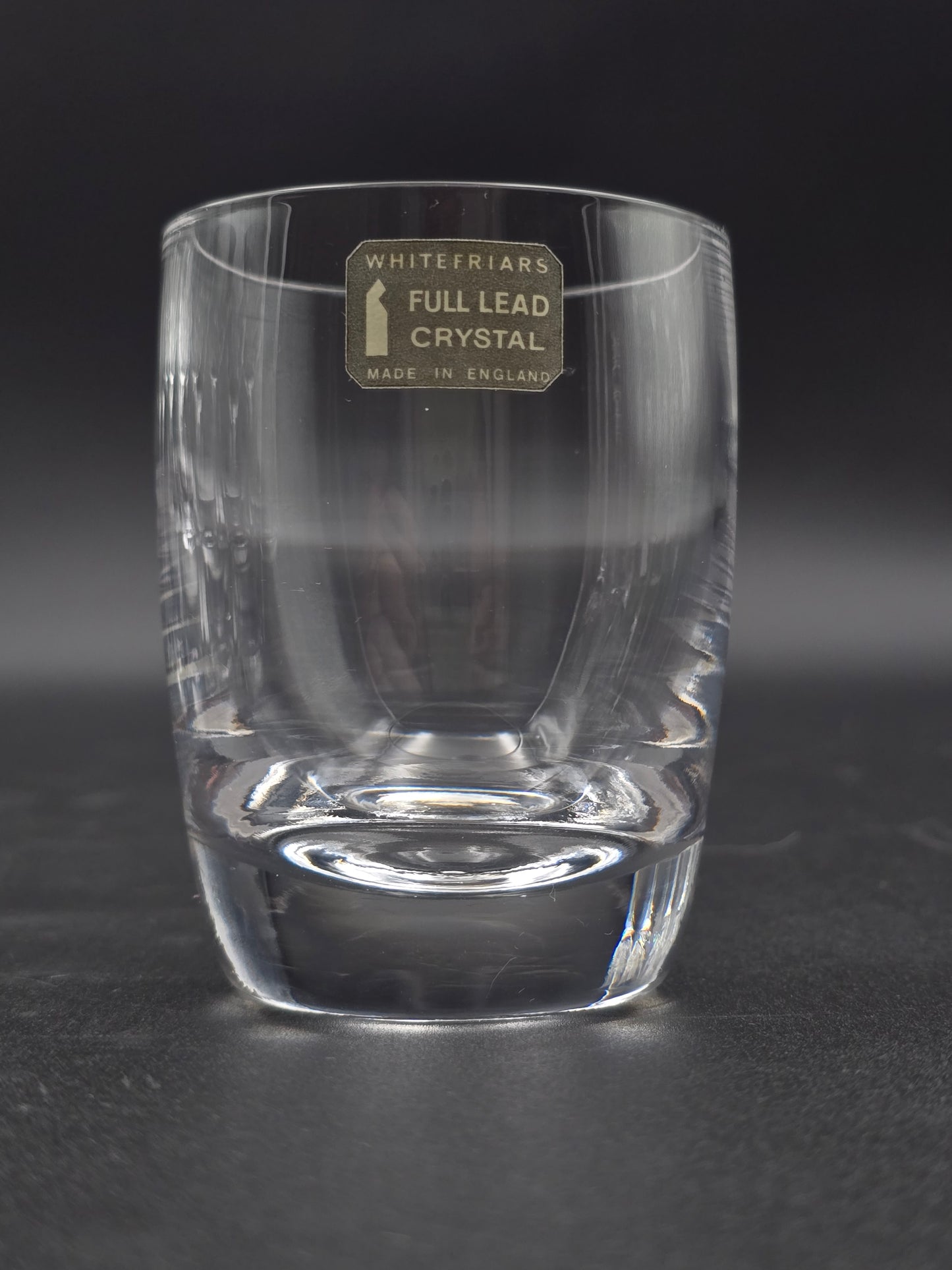 Vintage Boxed Set of 6 Whitefriars 5 oz Lead Crystal Tumblers – Original Stickers – Mid‑Century English Barware
