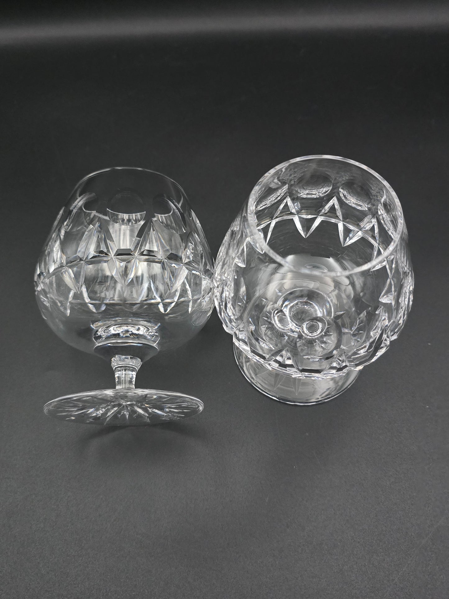 Pair of Tudor Crystal Raleigh Pattern English Crystal Brandy glasses 11oz