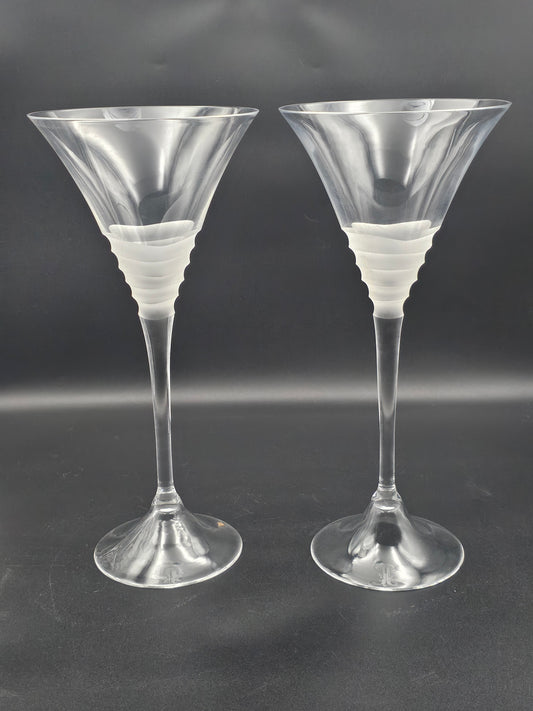 Large Pair of Edinburgh Crystal Infinity Cocktail Glasses. 400ml 28cm tall designed by Jessamy Kelly