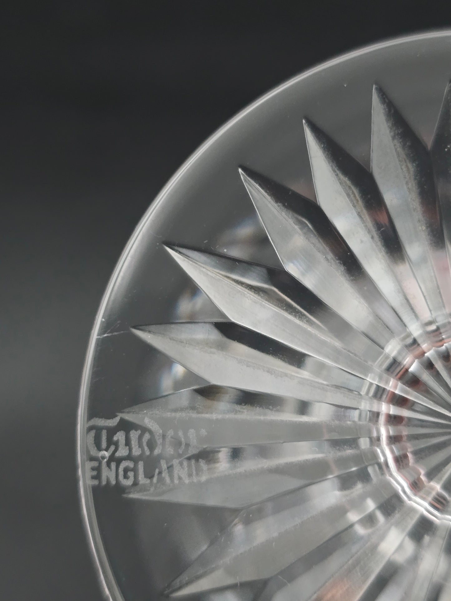 Set of 6 Tudor Crystal Aquitaine Pattern brandy glasses. 10oz