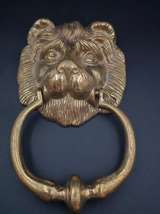 Vintage Large Brass Lion’s Head Door Knocker – 18cm x 11cm – Solid Brass, Regal Design, Statement Front Door Hardware