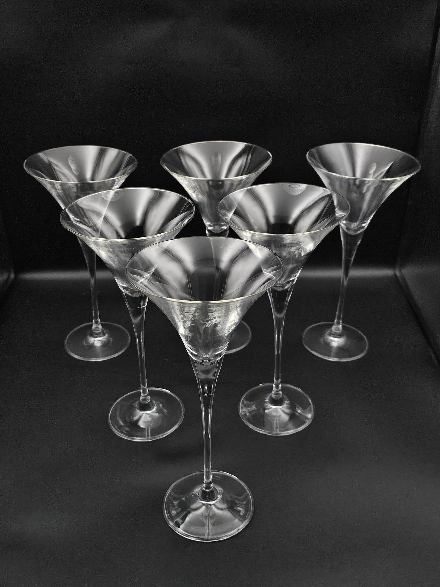 Fantastic set of 6 large Crystal Trumpet Champagne Flutes or Cocktail glasses. 24cm tall. 250ml